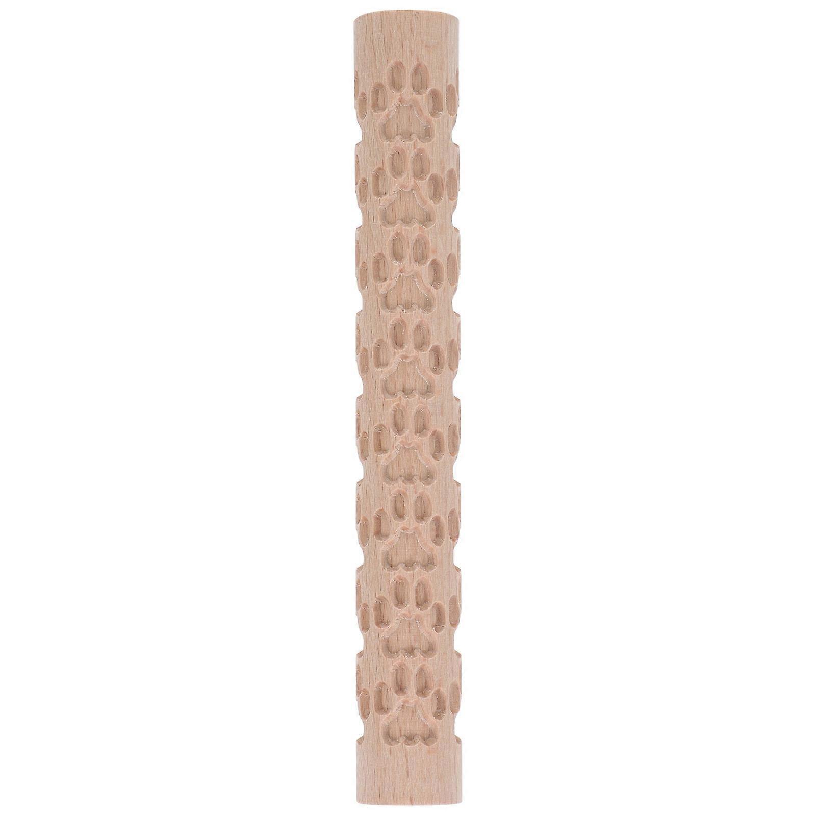 Versatile Embossed Rolling Pin for Clay Baking Wooden Roller 3Pcs Tool