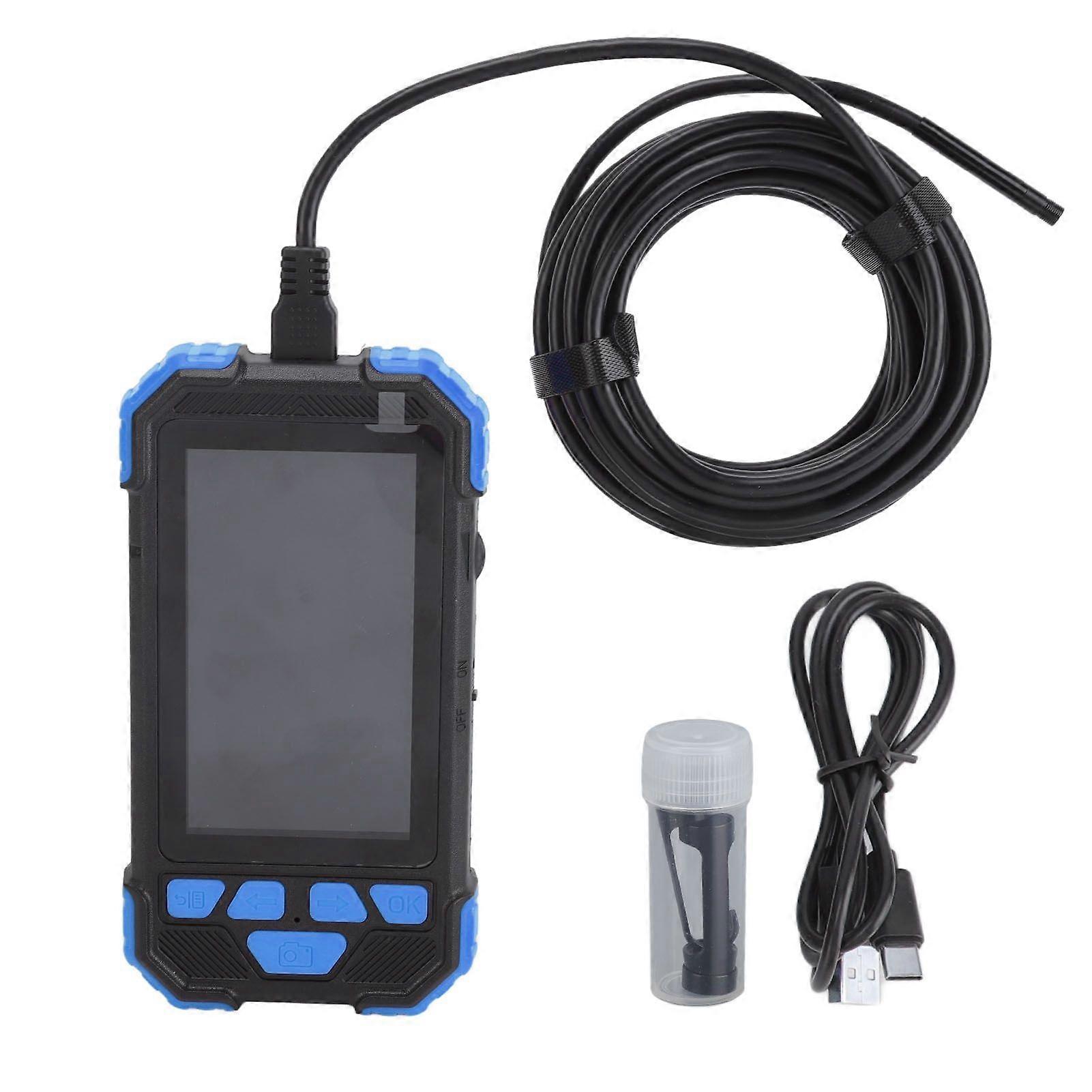 5.5mm Lens Borescope Camera 4.3in IPS Screen IP67 Waterproof Digital Inspection Endoscope Blue