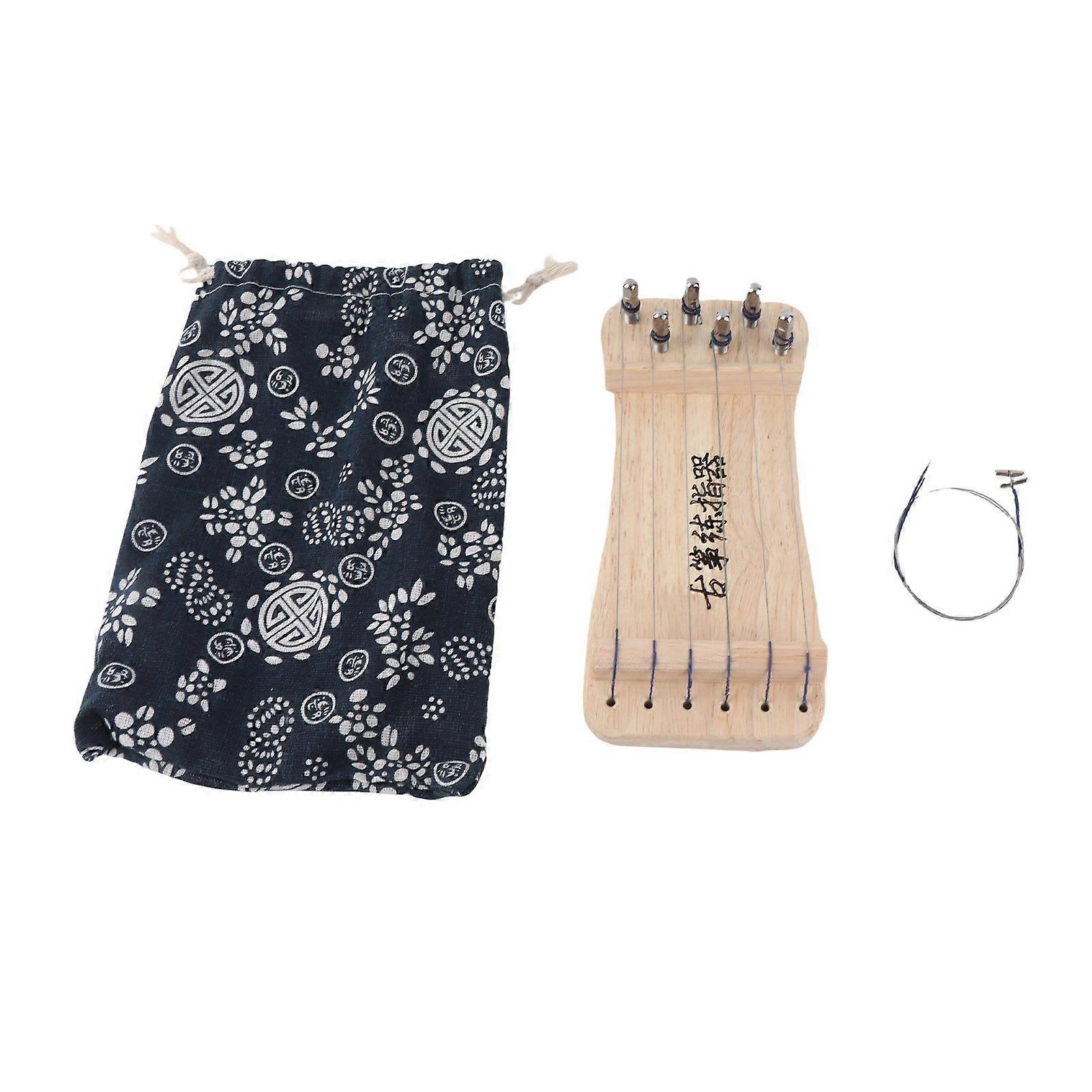 Chinese Zither Finger Trainer Wooden 6-String Mini Musical Instrument Fingering Practice Tool