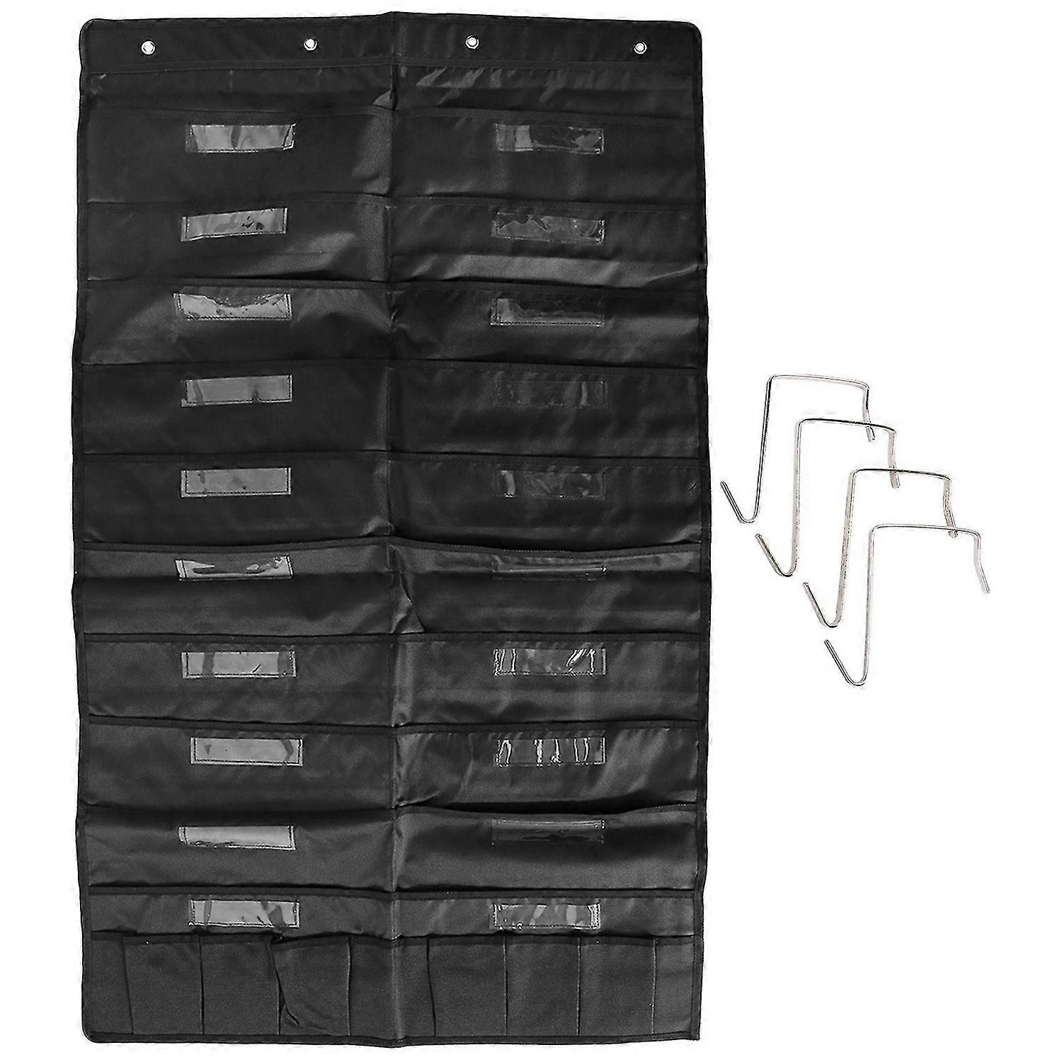 20 Pocket Door File Organizer With Name Tag,Black With 4 Hangers