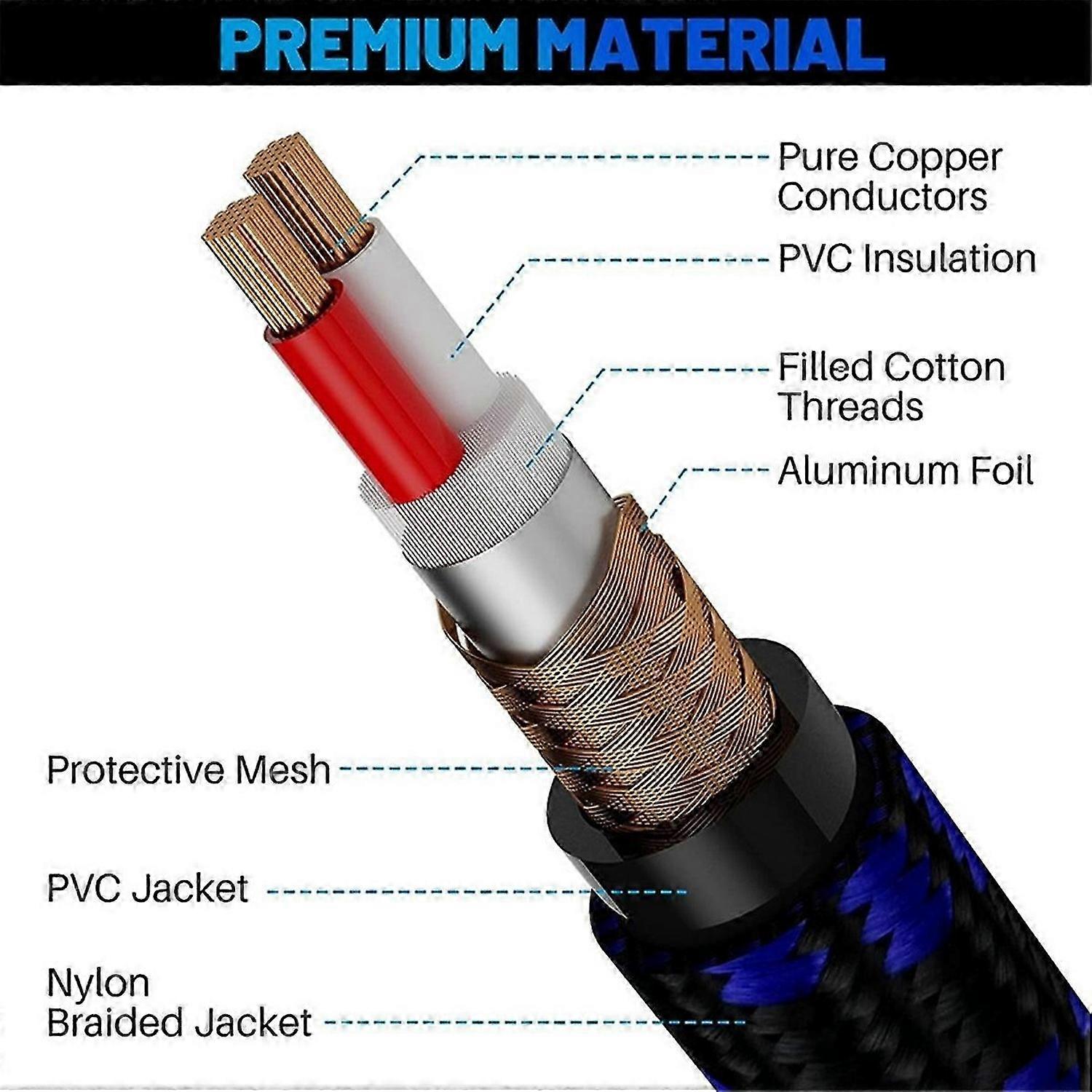 Guitar Cable 10FT Instrument Cables Without Braided Net