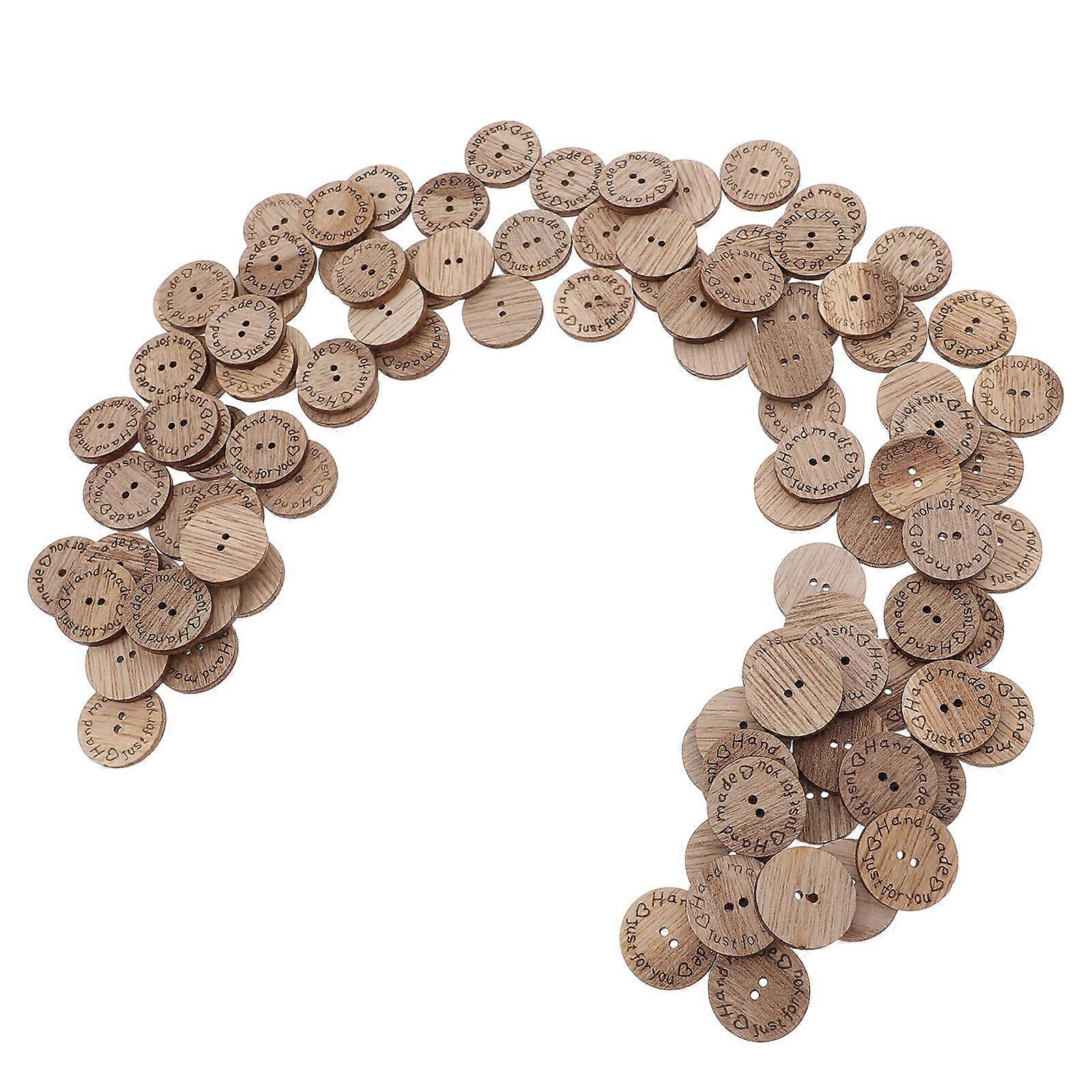 Handmade Wooden Craft Wooden Buttons for Crafts Decorative Buttons 200Pcs