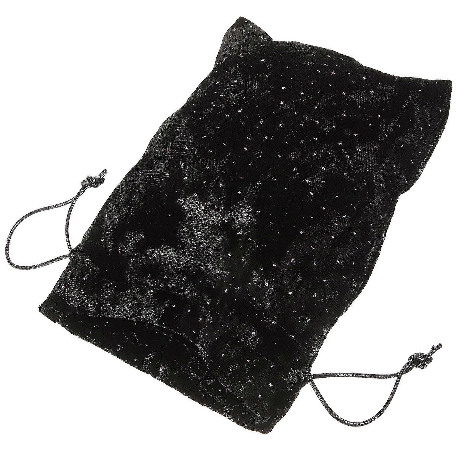 Storage Drawstring Jewelry Bag for Small Items Black Velvet Bag for Portable Use 1Pack
