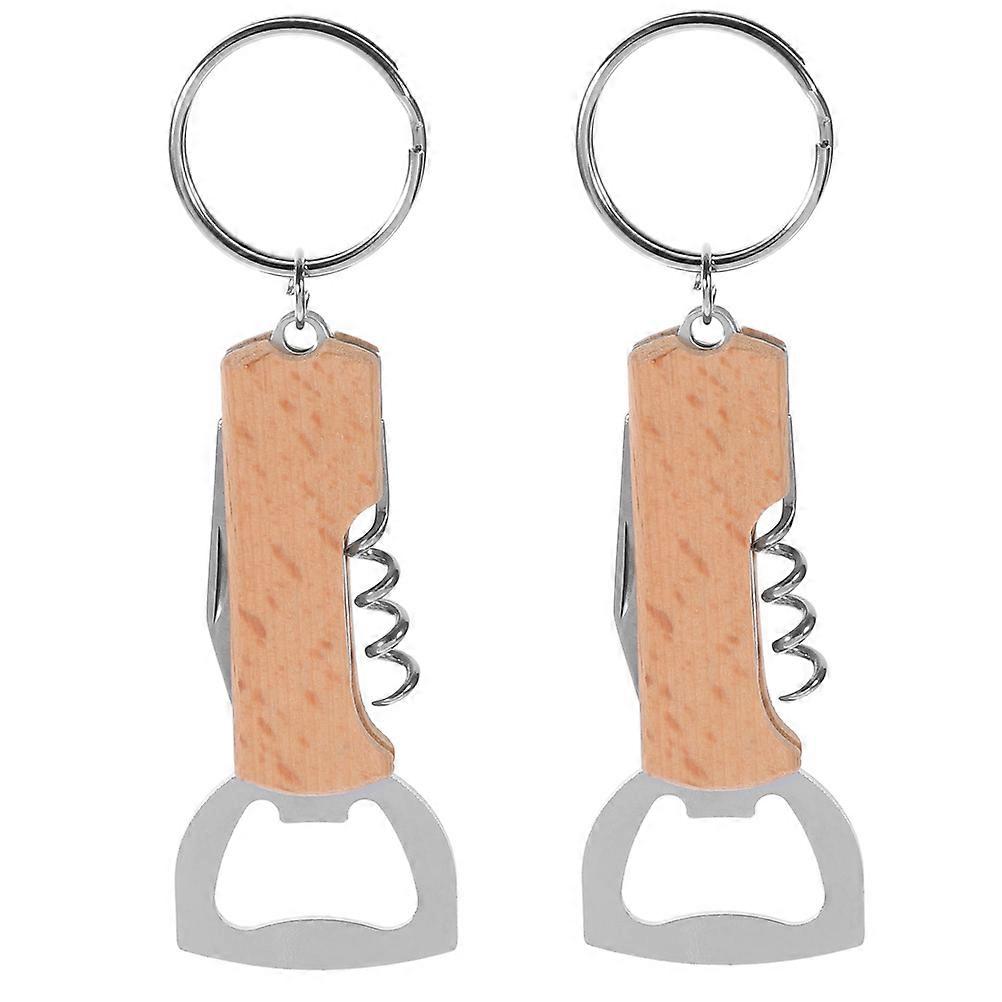 Silver Wine Opener Key Chain for Kitchen Use 2Pcs
