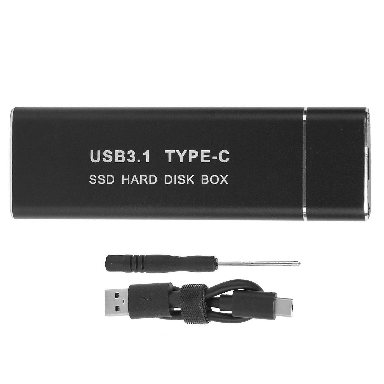 Hard Disk Box M.2 NGFF to USB3.1 Aluminum Alloy Solid State TypeC External Enclosure (Not Inclube Hard Disk)