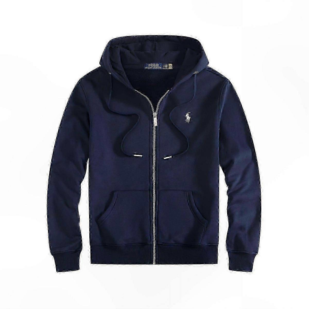 男士刺绣连帽衫和夹克套装，休闲抓绒开衫，带有小徽标设计