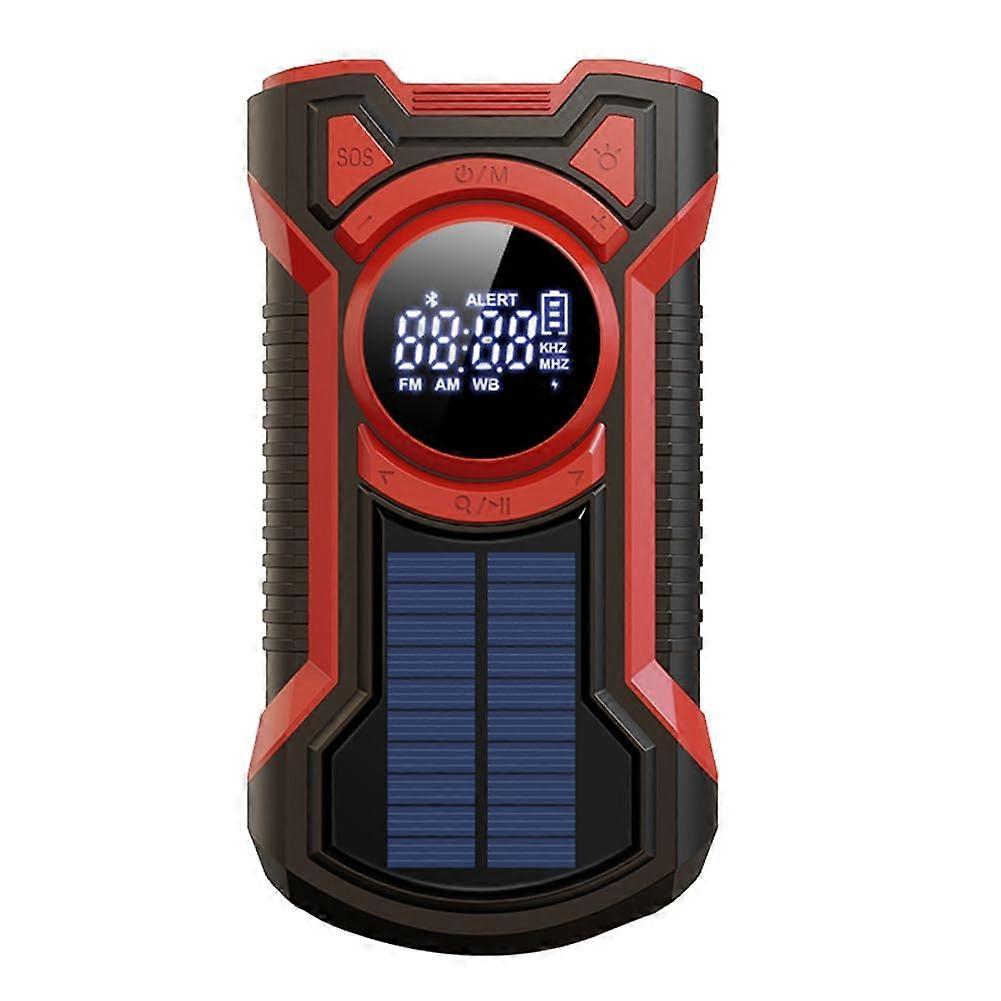 Hand Crank Portable AM/FM/Solar Radio With LED Flashlight Bluetooth 5.0 Speaker-A