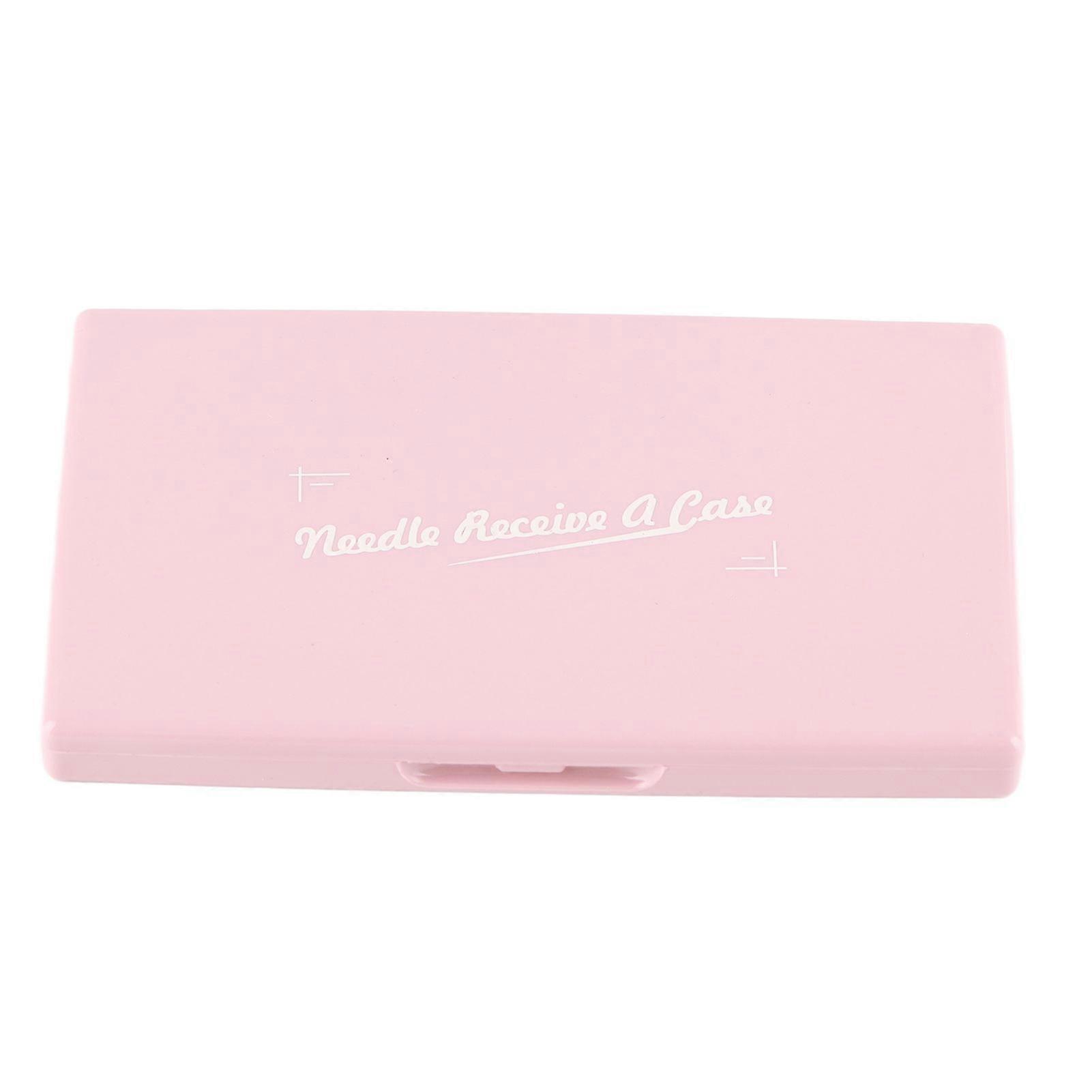 Magnetic Needle Case Pink Plastic Shell Light Portable Compact Stitching Pin Storage Box for Sewing Needlework