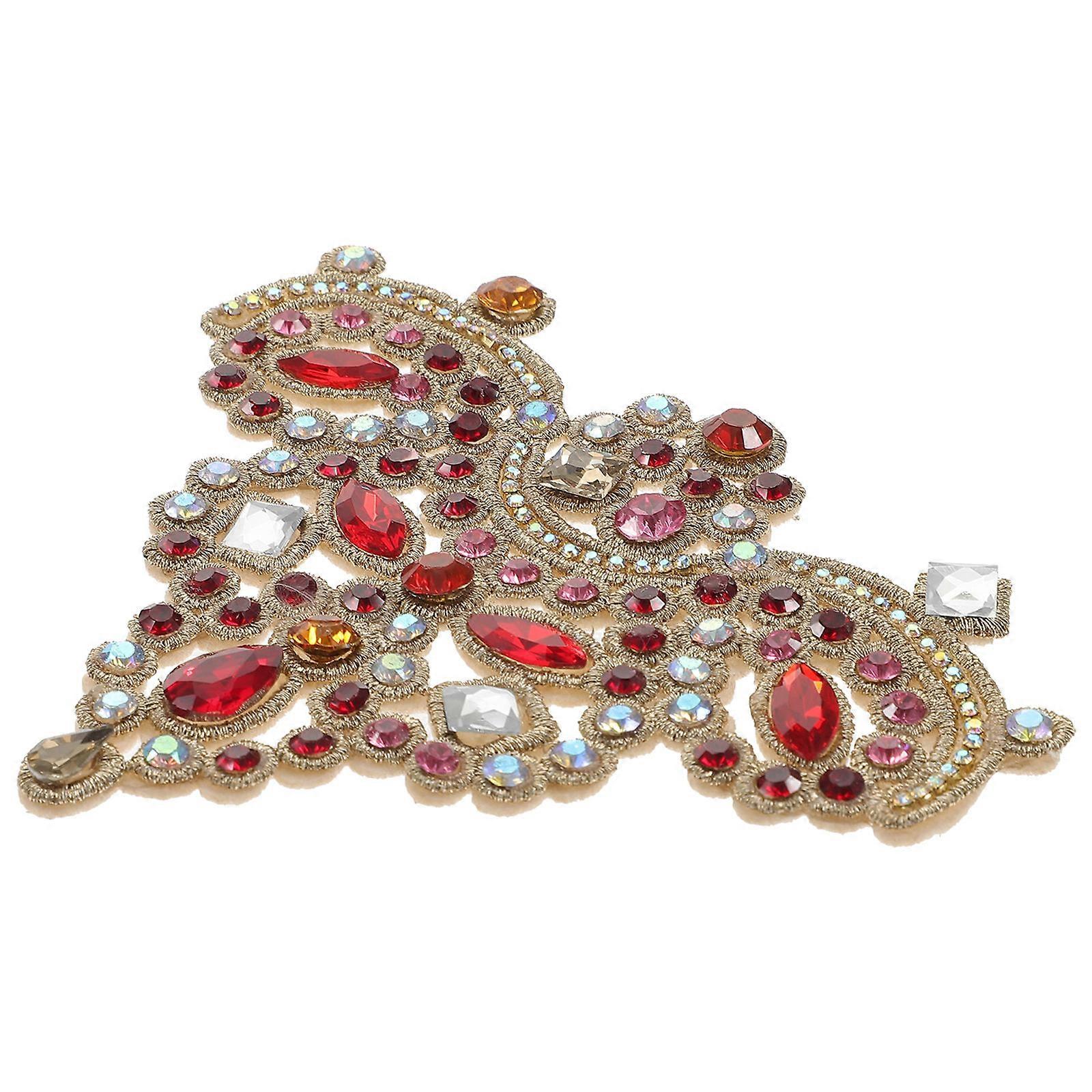 Rhinestone Patch Red Rhinestone Applique for DIY 1 Piece Iron on Patch