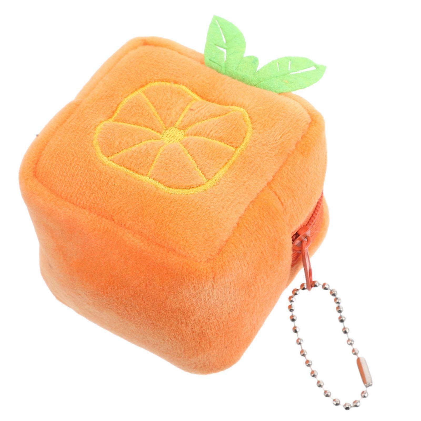 Plush Orange Mini Coin Purse for Storage 4Pcs Cute Keychain Wallet