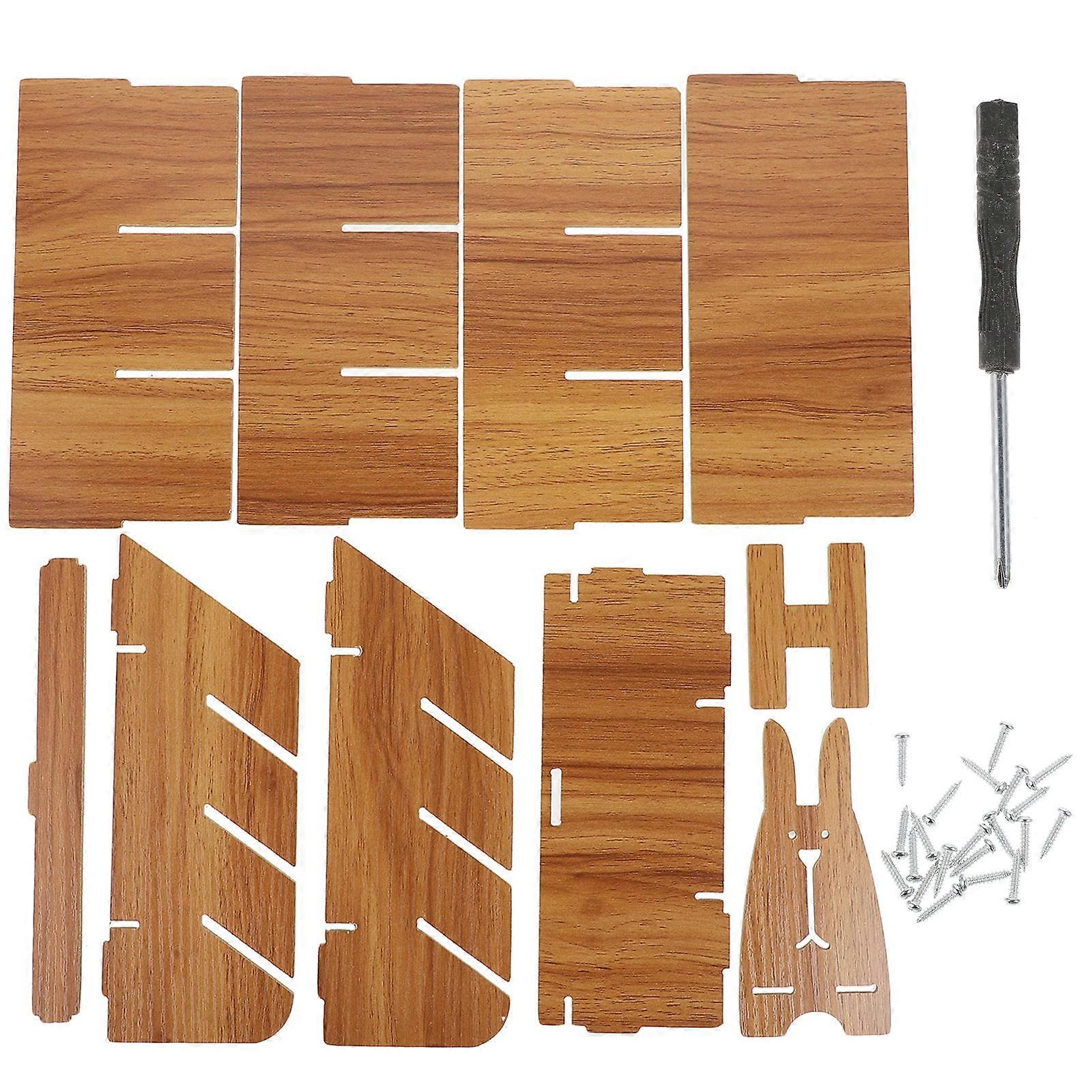 Multi-Grid Pen Box for Stationery Storage 2Pcs Wooden Pencil Cases Brown