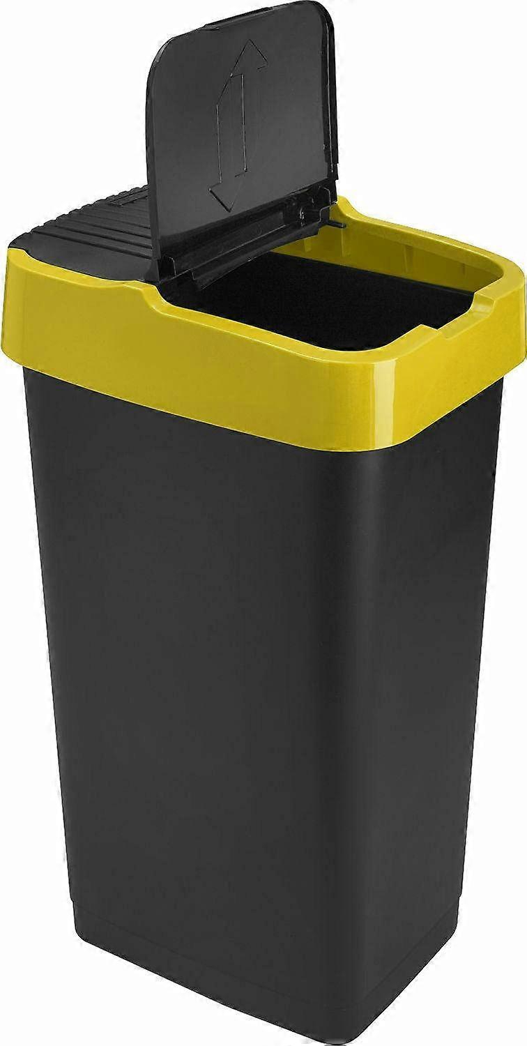 60L Plastic Indoor Recycling Bin Double Swing Lid Color Coded Yellow