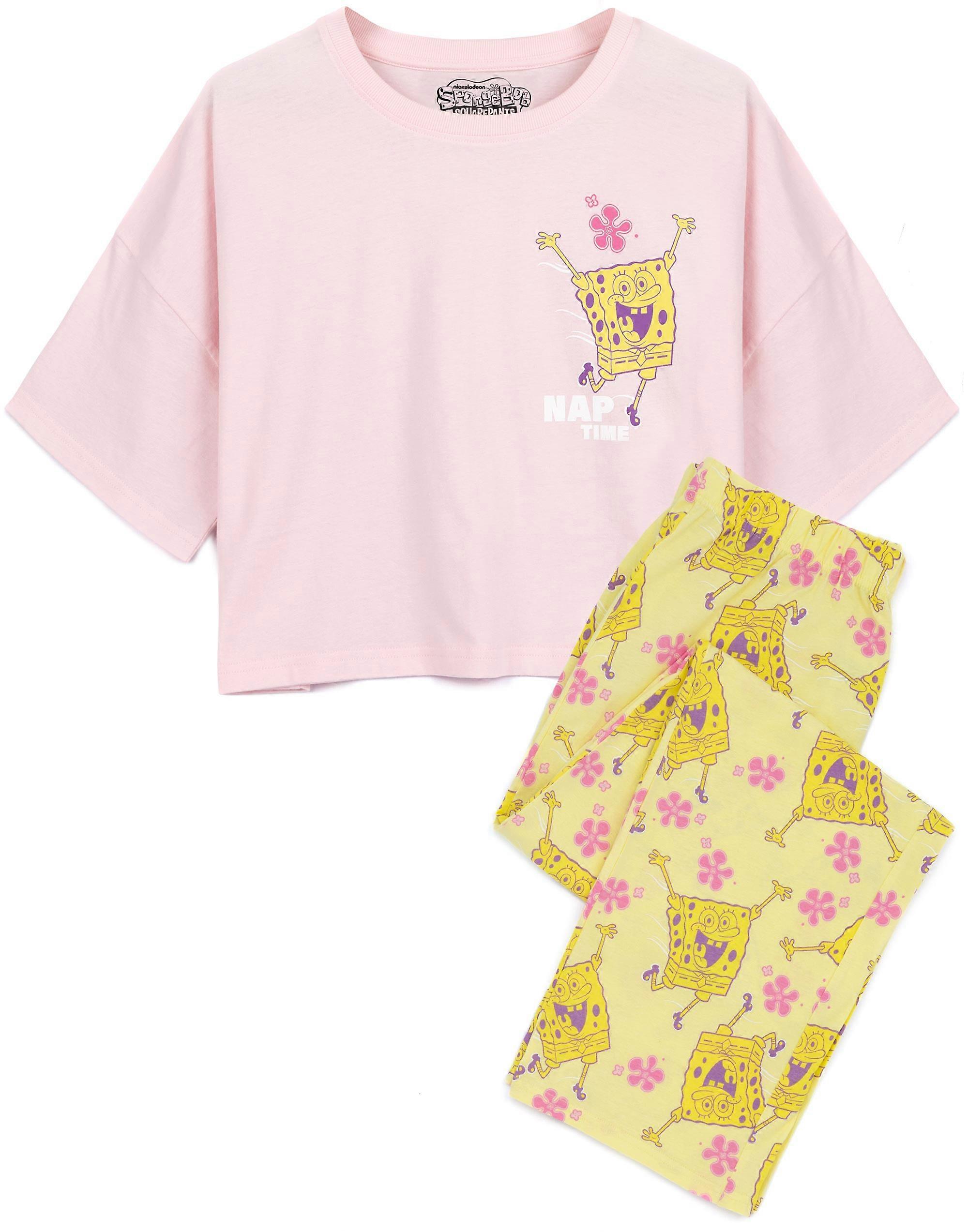 SpongeBob SquarePants Womens Short Sleeve Long Leg Pyjama Set Pink Spongebob Squarepants