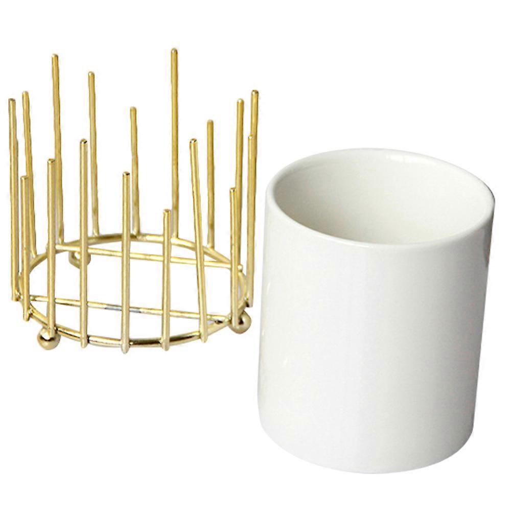 Chopstick Storage Utensil Holder Kitchen Display Holder Made Of Golden Ceramic 1Pack