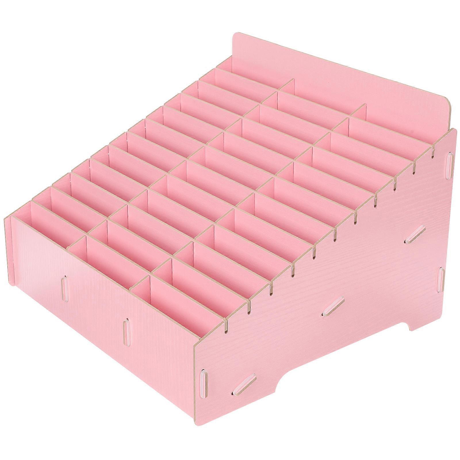 Mobile Phone Storage Box Desktop Container Store Smartphone Multi-Grids Wood 1Pcs