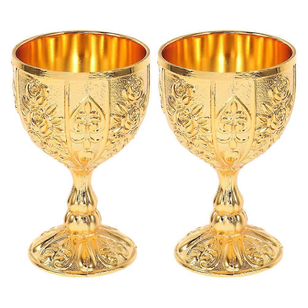 Medieval Goblets Chalice Goblet Tall and Narrow Shape Golden 6.80X4.10X4.10CM Decorative Item for Daily Use 2Pcs
