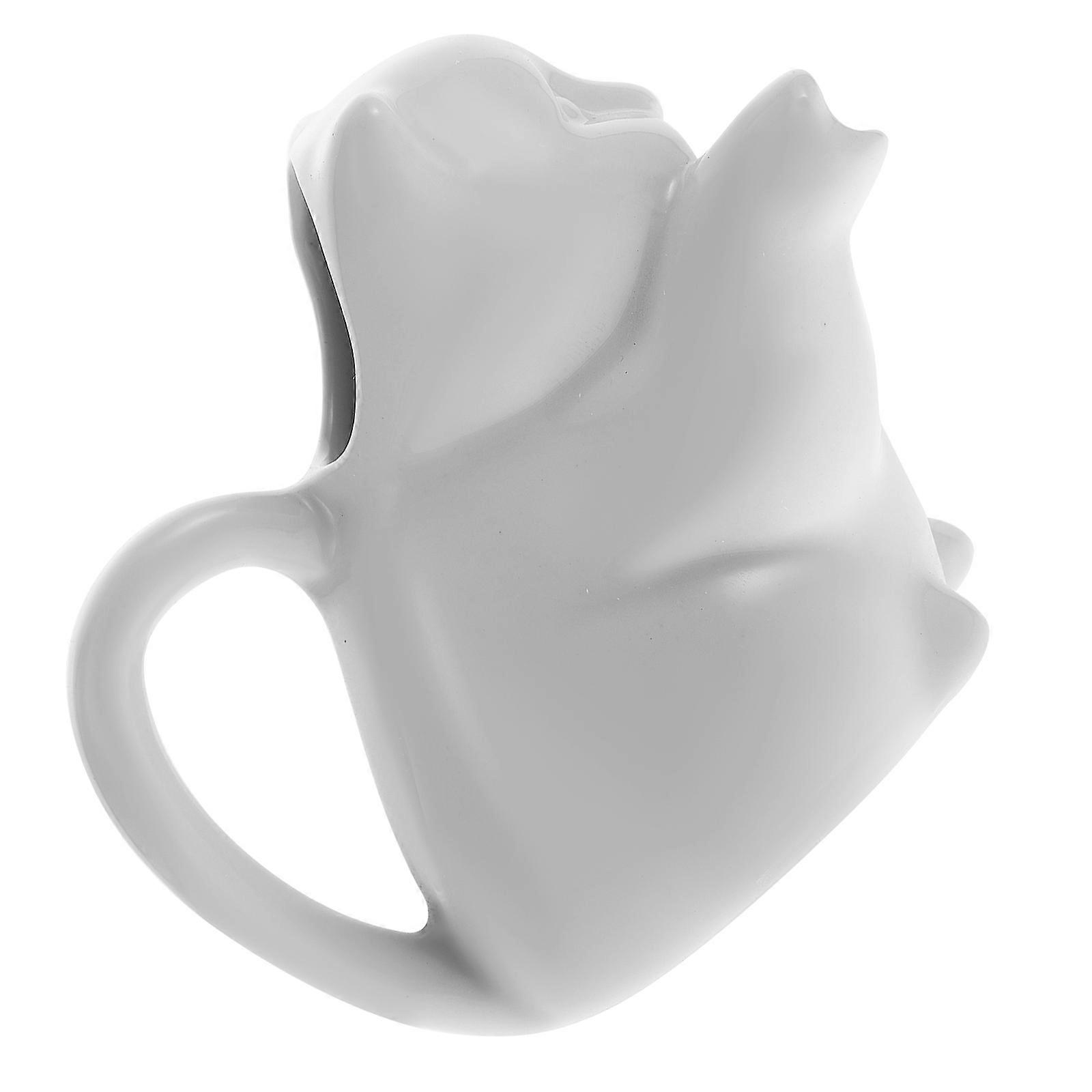 White Ceramic Milk Kettle Pull Flower Cup for Home Use 5Pcs Set