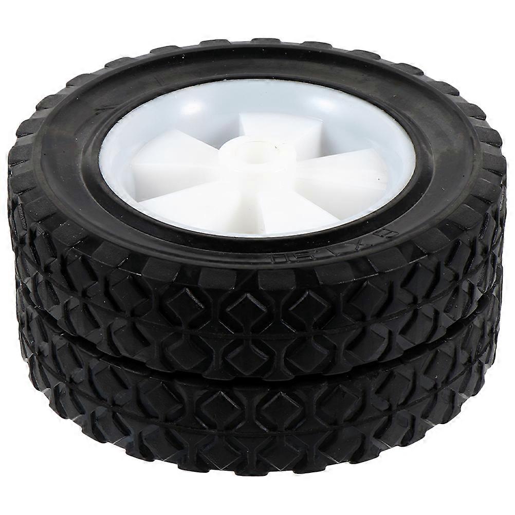 Black Solid Lawn Mower Wheels 4 Pcs Replacement Wheel For Trolley Outdoor Use 5X5X2.4in Designed For Stability