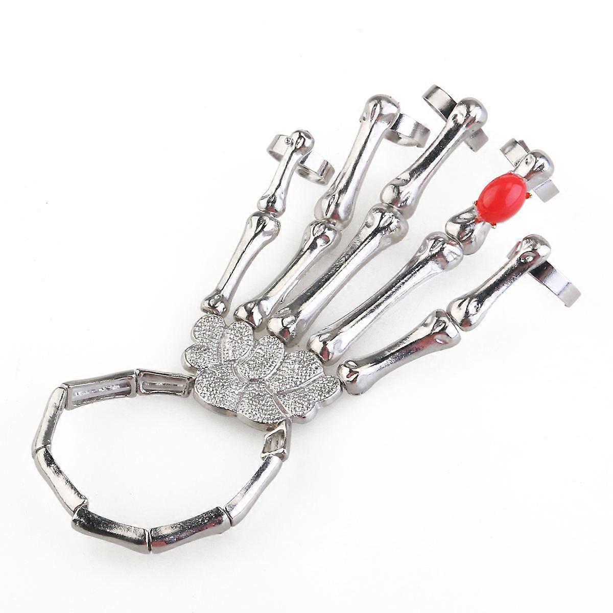 Skeleton Bracelet Punk Ring for 2Pcs Silver Accessory