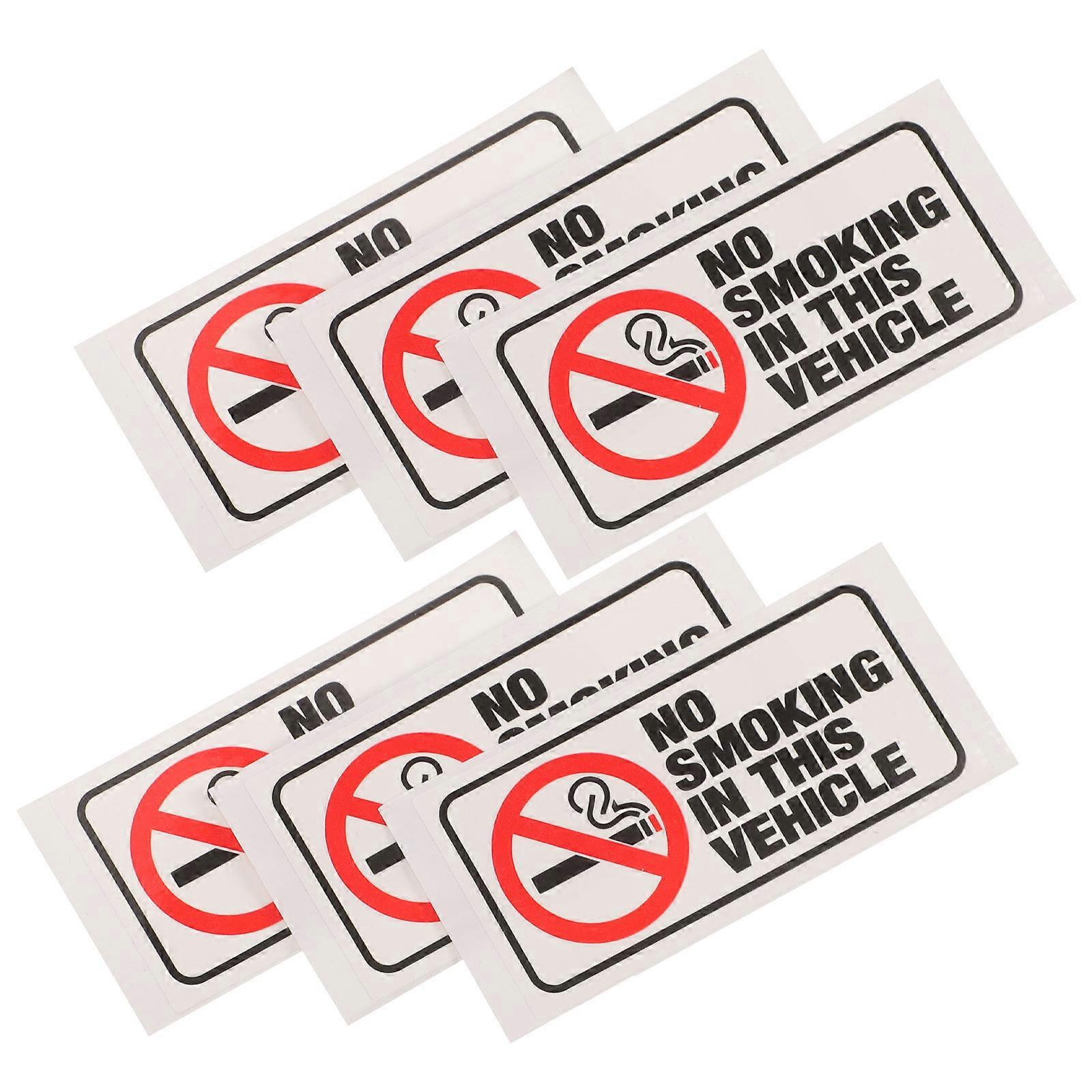 Warning Sticker No Smoking In This Vehicle 12 Pcs Adhesive For Car Rectangular Reminder Use