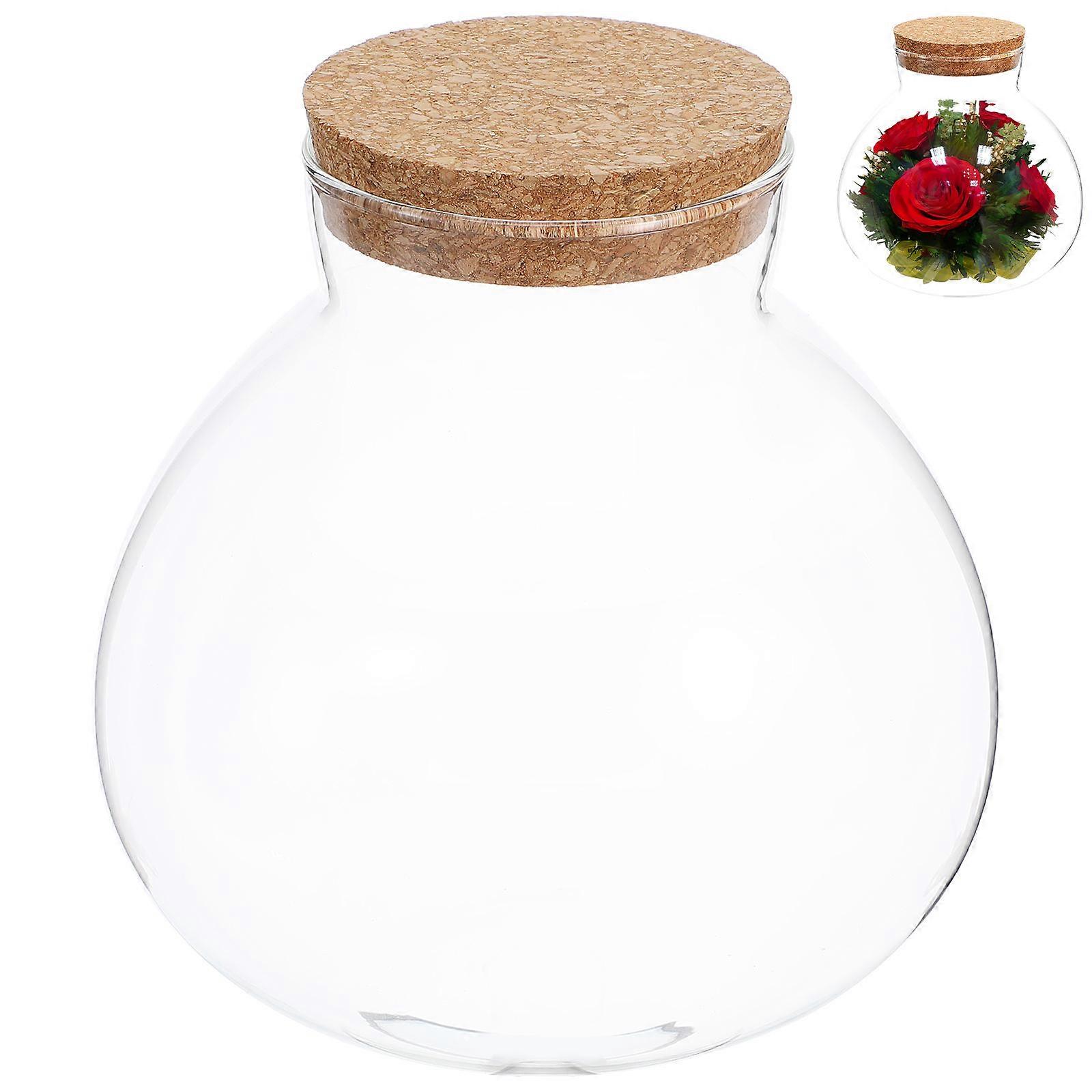 Round Glass Terrarium 15X16CM Jar With Cork Lid For Kitchen Storage 3Pcs Design For DIY Projects