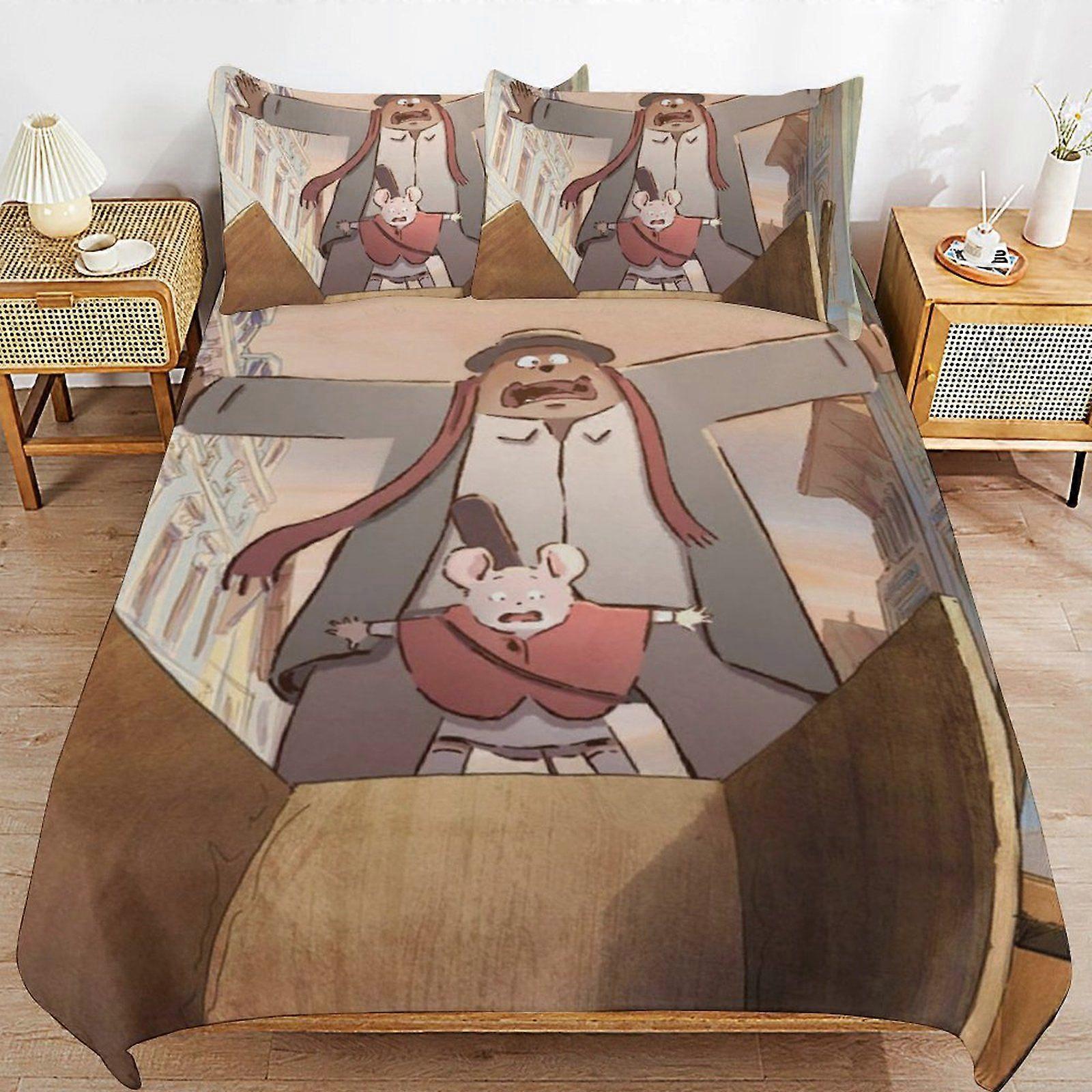 S475 Ernest & Celestine Breathable Surface Smooth Construction Rest Focus Soft Zipper Duvet Cover Sets Fitment A475