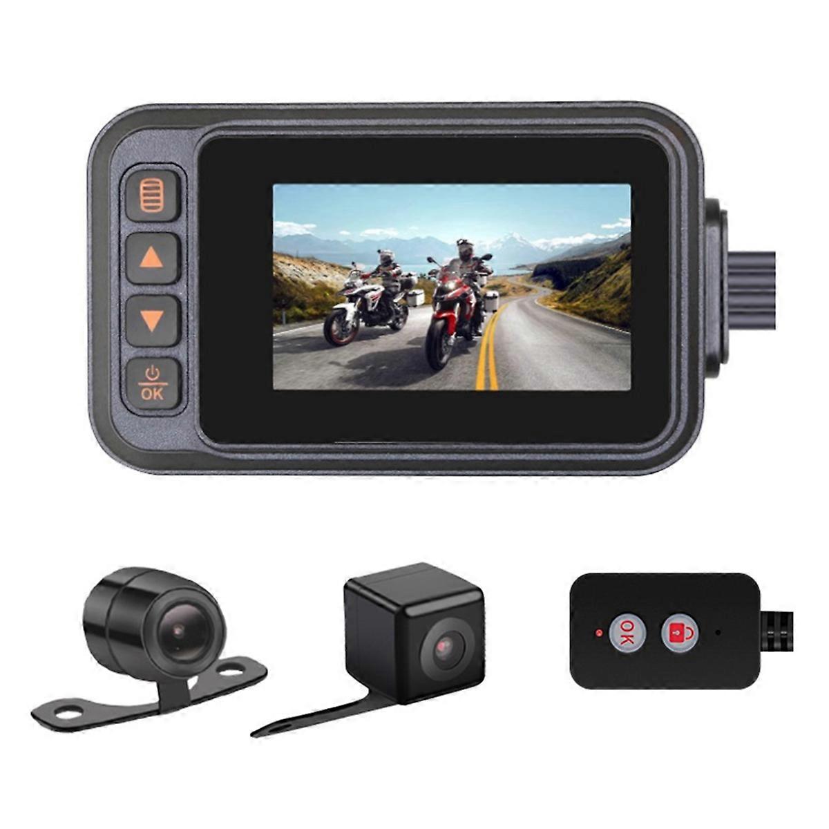 Motorcycle Dash Cam Front and Rear, Waterproof Dual Dash Camera