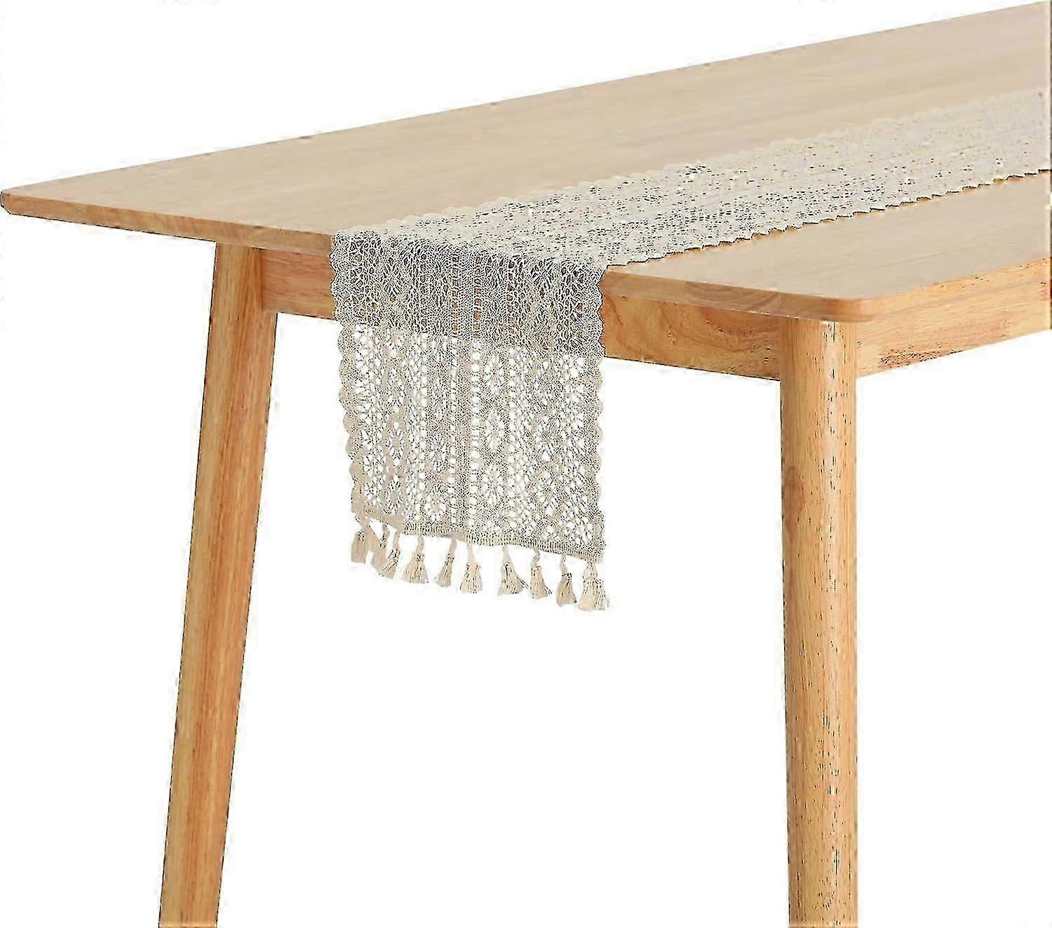 Lace Table Runner with Tassels for Boho Decor