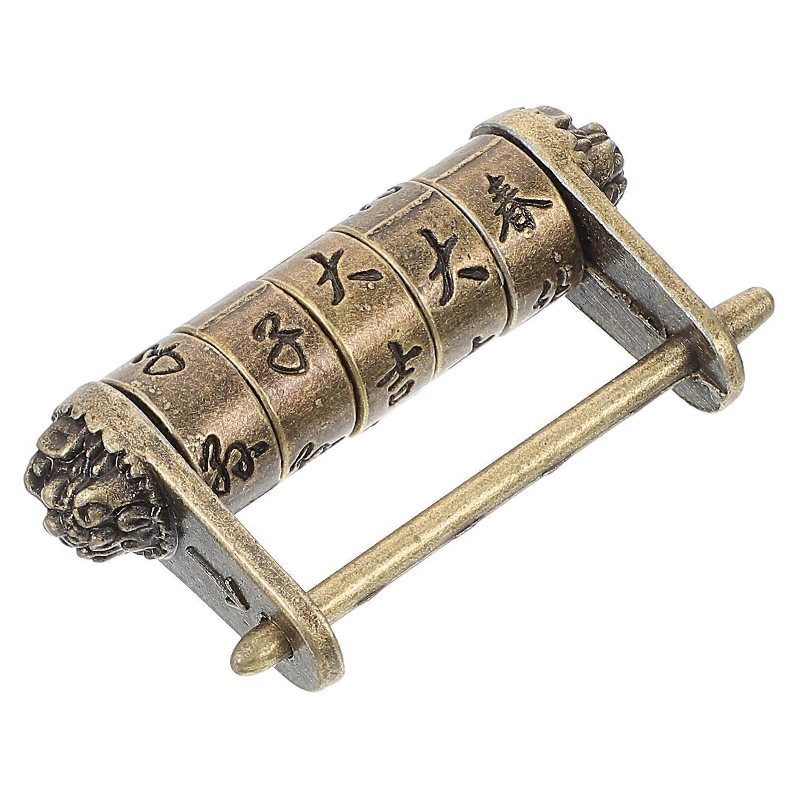 Password Lock Head Chinese Ancient Lock for Travel Use Zinc Alloy Retro Padlock