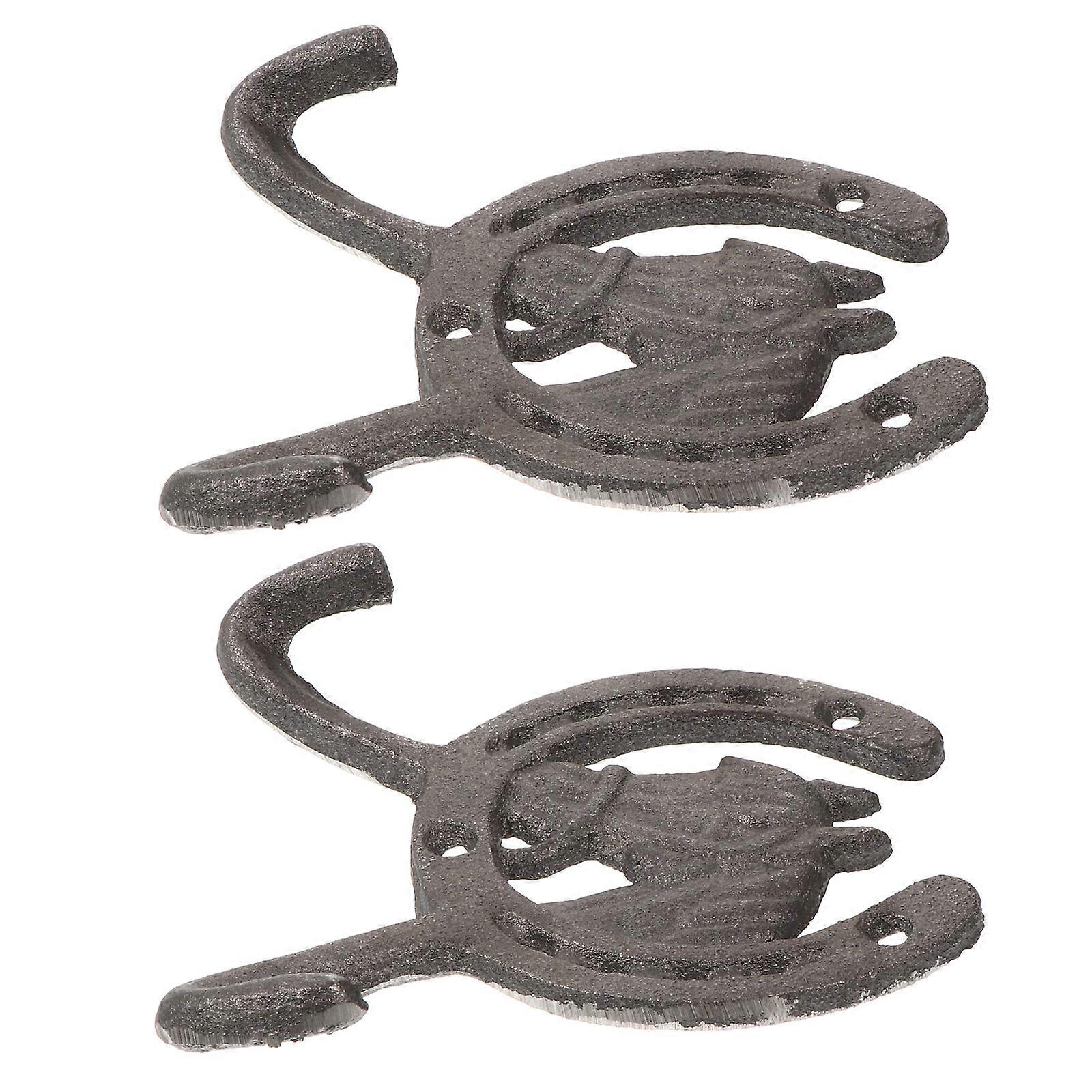 Cast Iron Hook 2Pcs Black Iron Decorative Wall Hook for Home Decoration