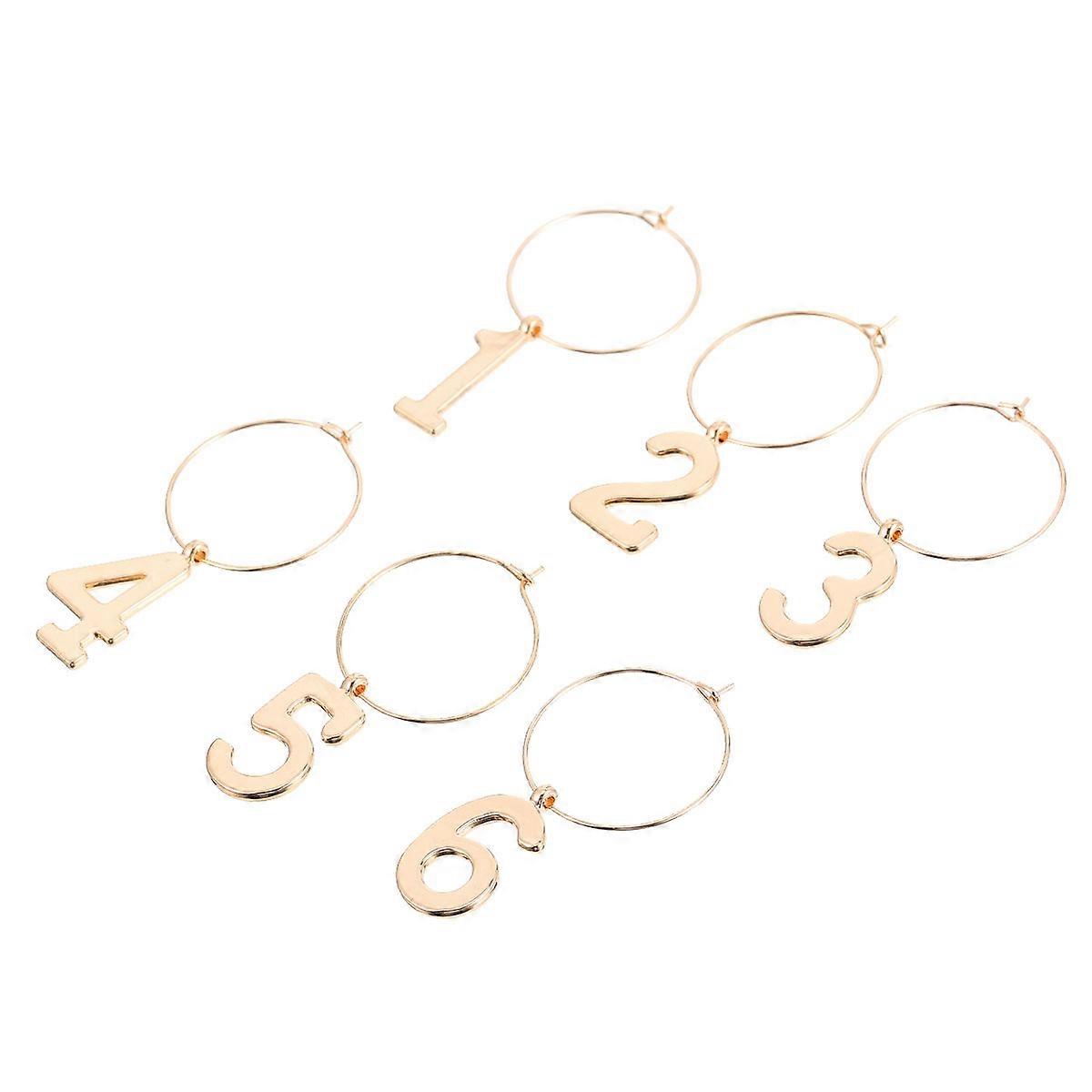 Glass Identifiers Golden Party Cup Rings 6Pcs