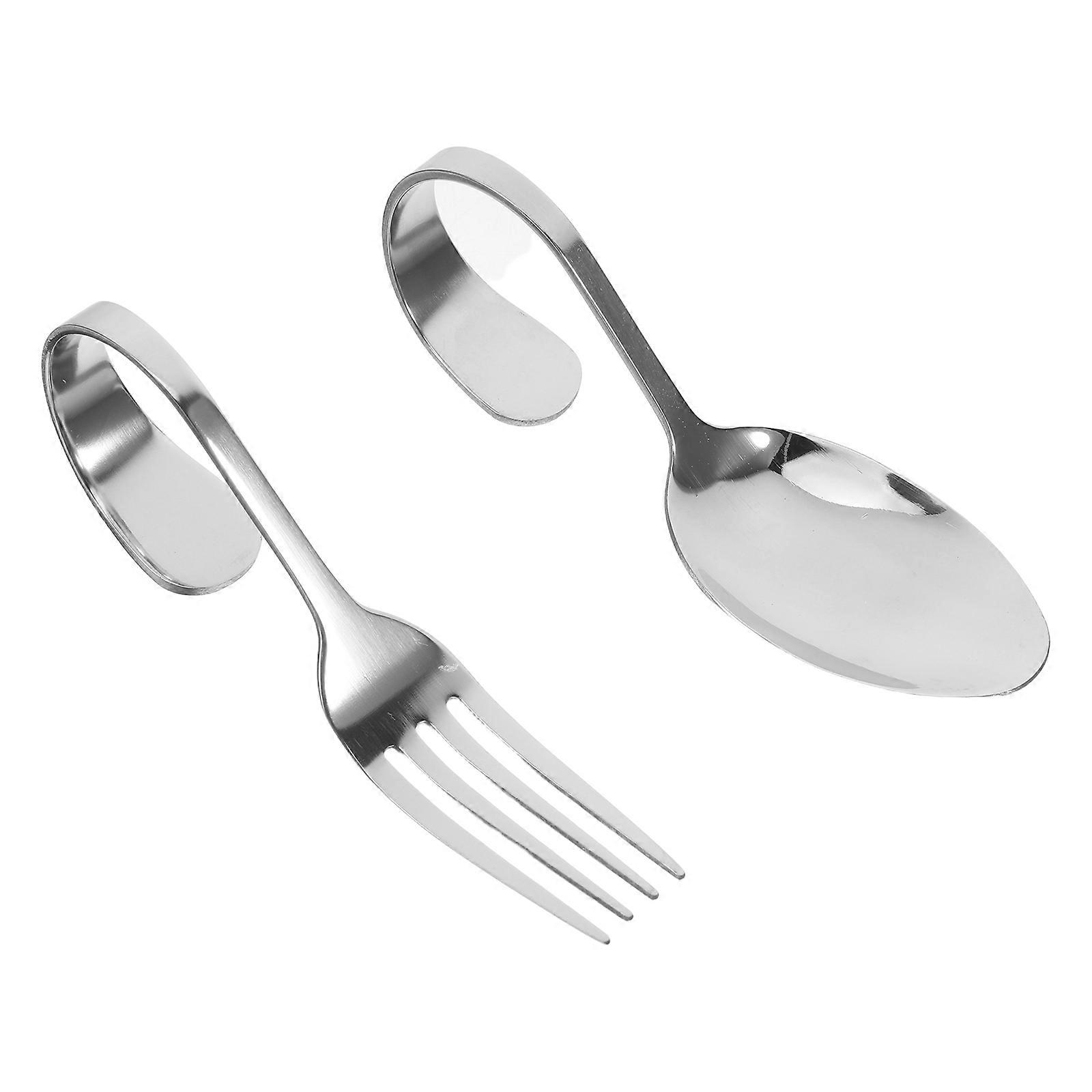 Steel Spoon and Fork Set for Kitchen Use 5Sets Stainless Steel Silver