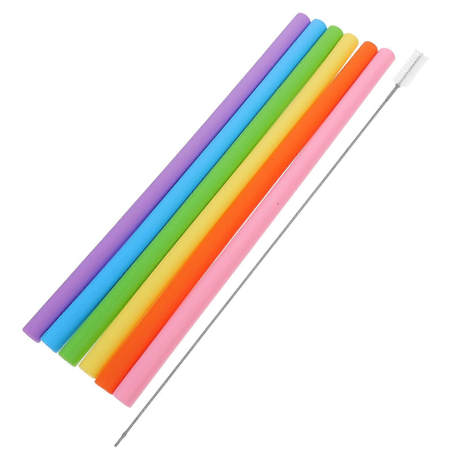 Reusable Drinking Straws 1 Set of Multipurpose Silicone Straws for Baby Showers Assorted Color Dishwasher Straws + 1 Brush