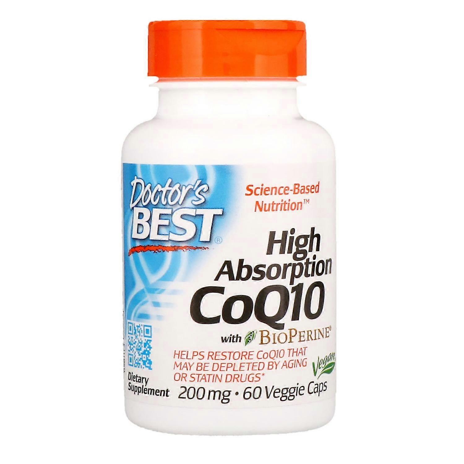 Doctor's Best, High Absorption CoQ10 with BioPerine, 200 mg, 60 Veggie Caps
