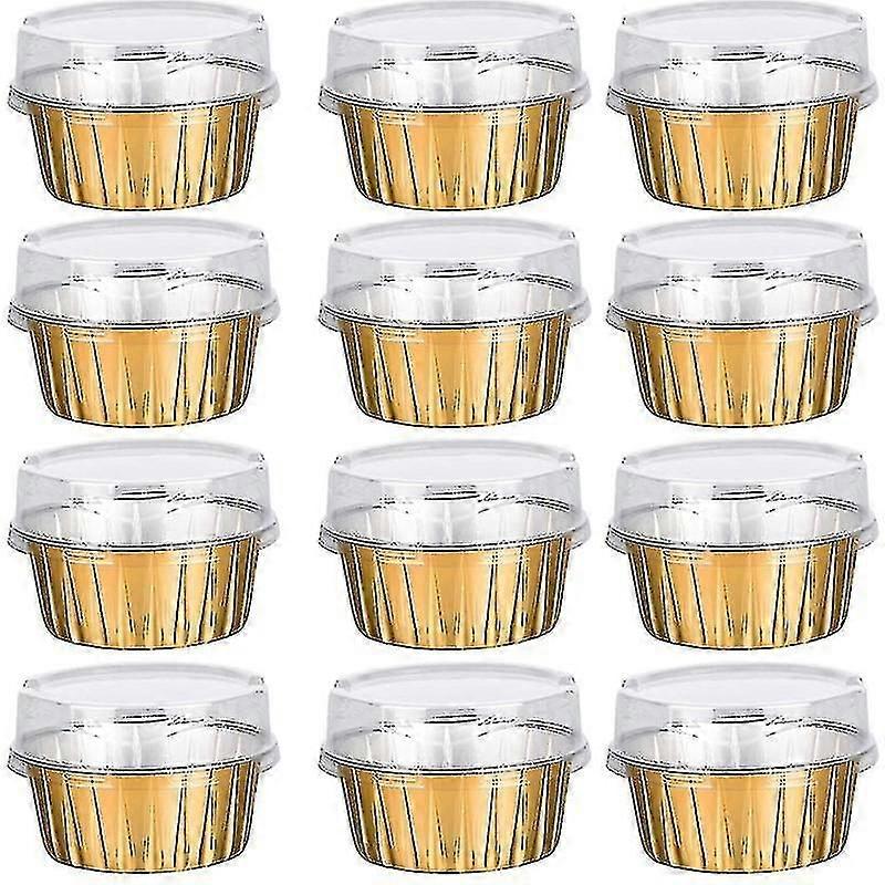 حلوى S مع أغطية ، 50 عبوة من رقائق الألومنيوم الذهبية ، أداة خبز الكيك Rameki-3