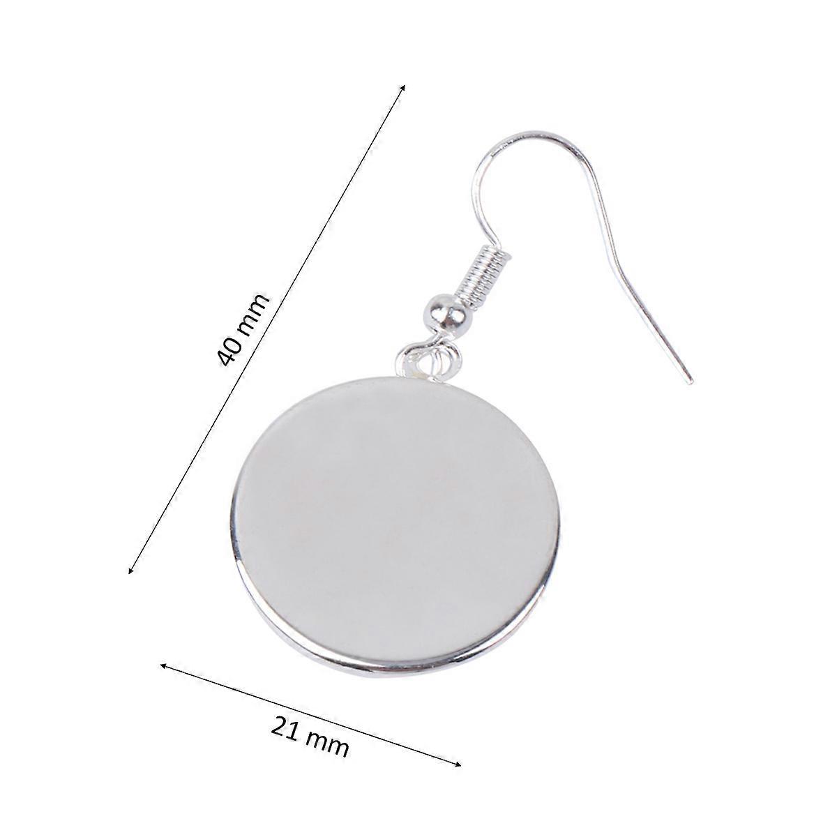 Ear Hook Earrings DIY Circular Earring Setting Trays for 10Pcs Silver Metal