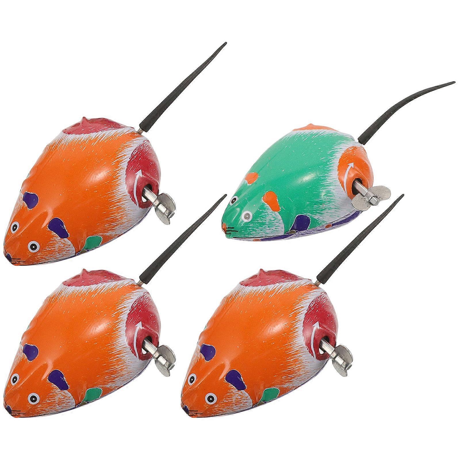 Wind Up Metal Walking Toy 4Pcs Interactive Mouse Toy Energy Saving Crawling Encouragement