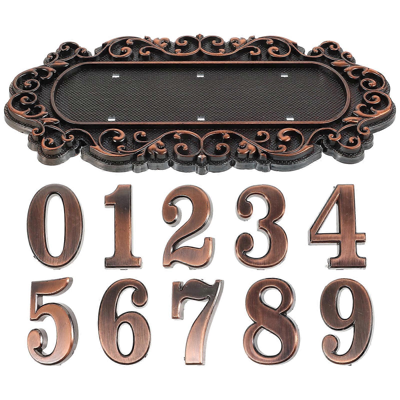 Door Number Sign 5 Sets Durable Acrylic Plaque With Dark Brown Color Perfect For Villa Office Building Display