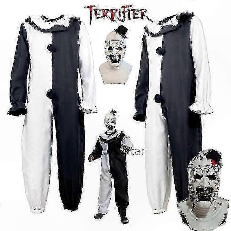 Terrifier 2 Inspired Clown Costume Jumpsuit with Mask for Men and Women Halloween Cosplay Outfit