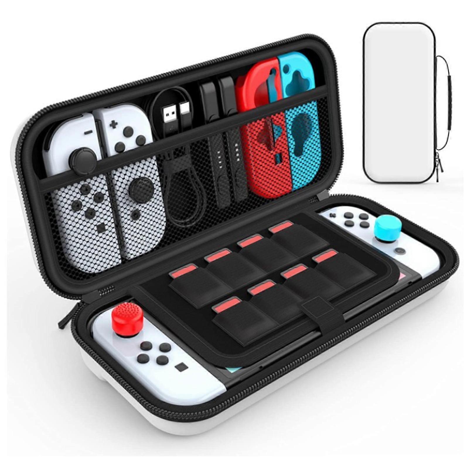 SUSUchens Storage Bag Hard Shell Scratch-resistant Thcikened Shock-proof Stylish Durable Secure Case for Switch OLED White