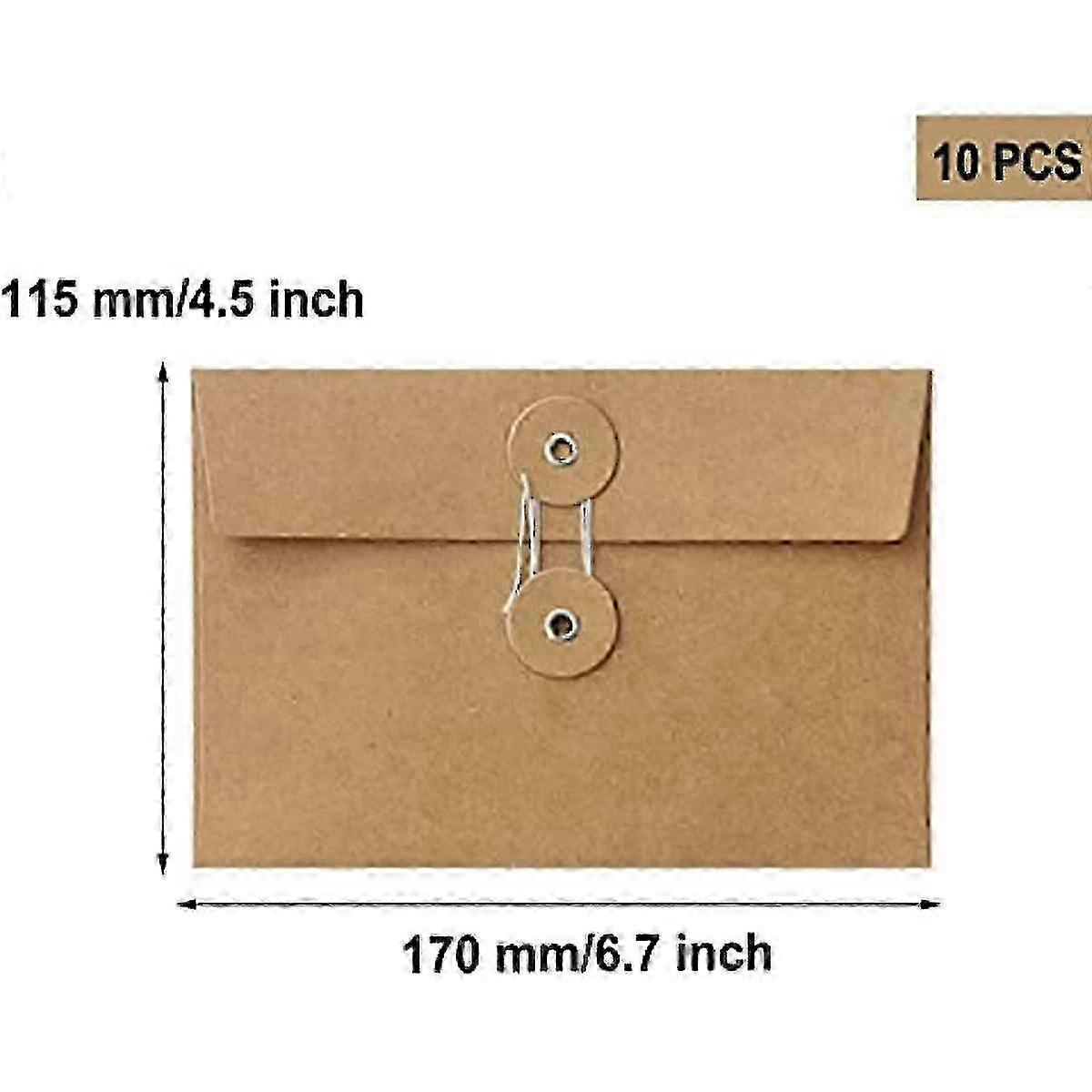 Kraft paper envelopes for vintage mail with button and string closure