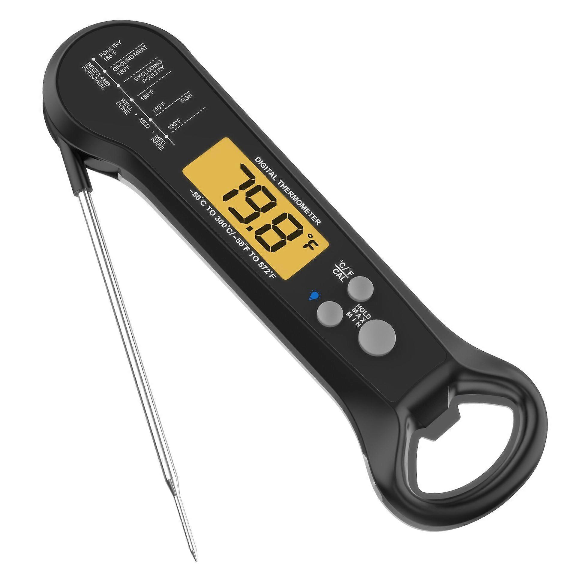 Digital meat thermometer, instant-read meat thermometer for grilling and cooking, with bottle opener, backlit and calibrated food