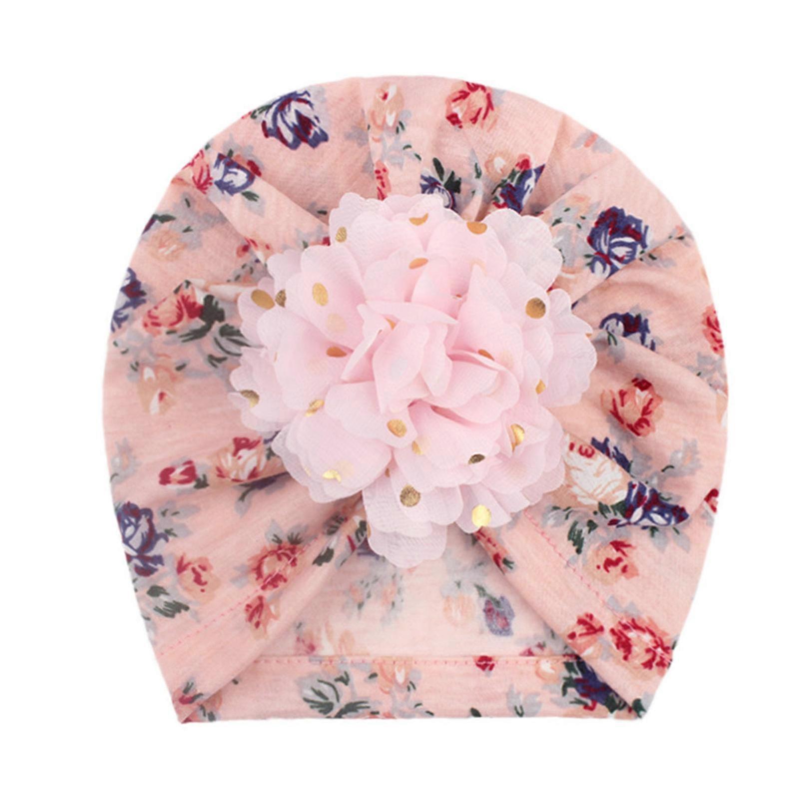 Hot stamping flower hat, children's thin hat  Pink