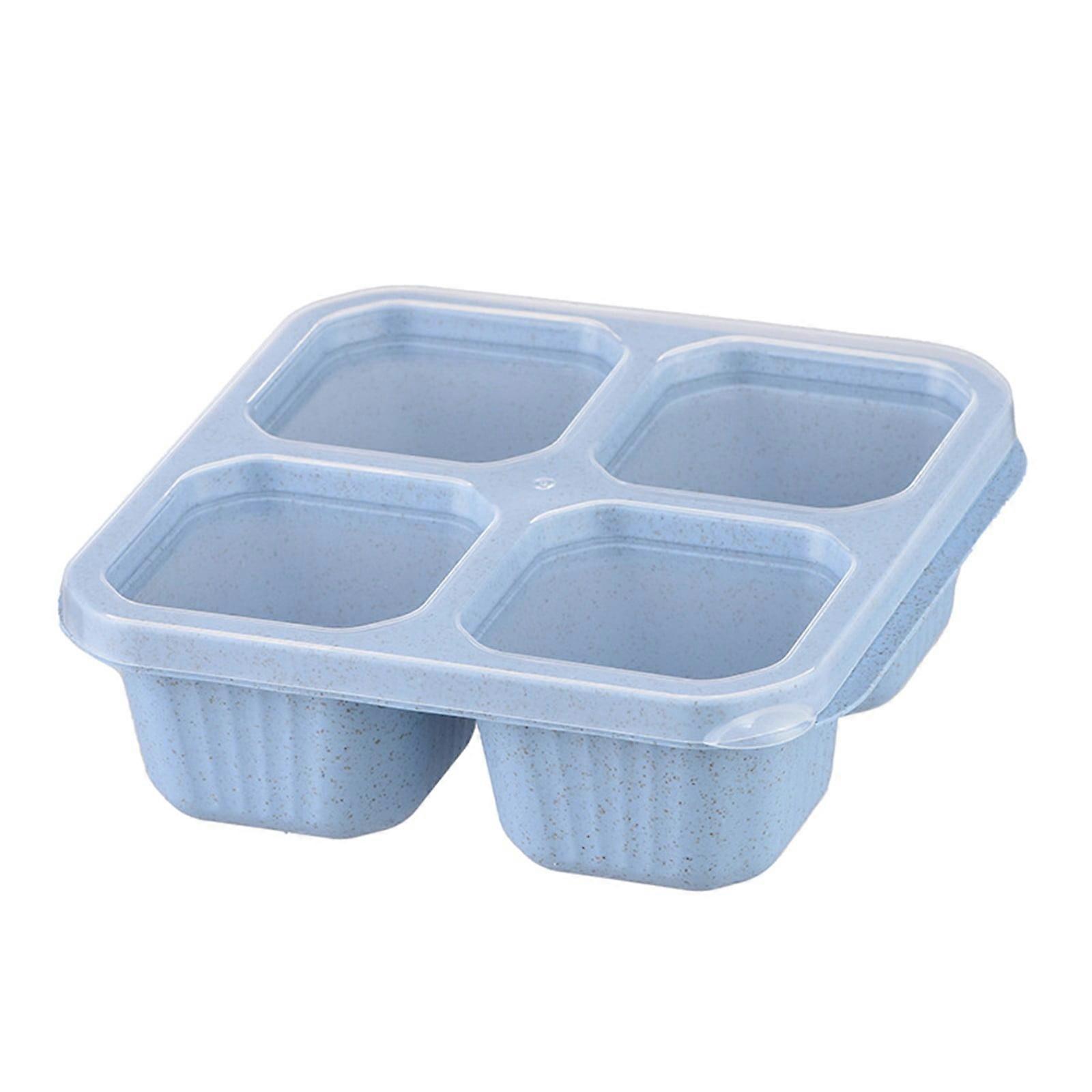 Bento Box, 4 Compartment Meal Prep Container Reusable Food Storage with Transparent Lids, Microwaveable, Blue, 1X Bento Box
