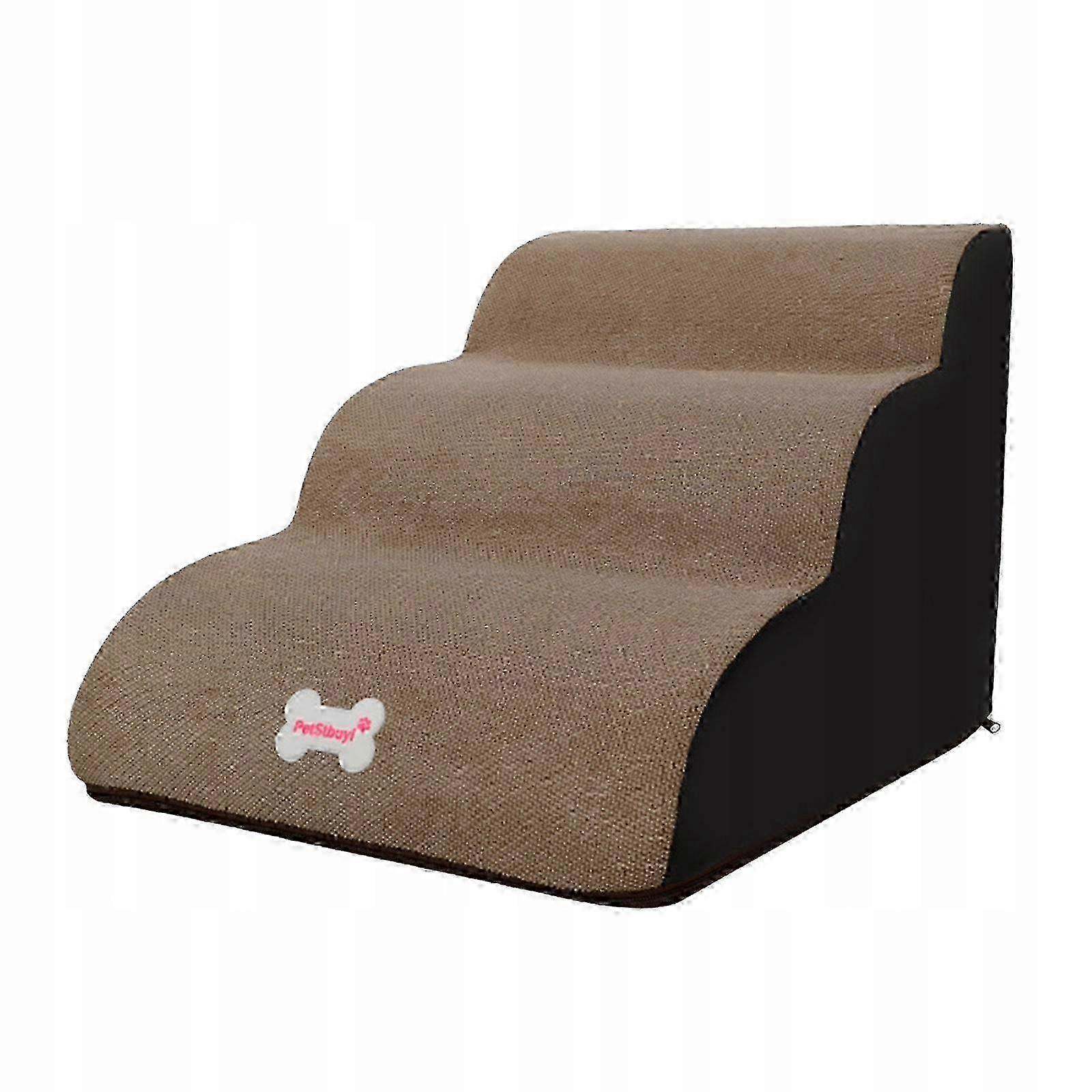3 Steps High Density Foam Pet Stairs Light Brown