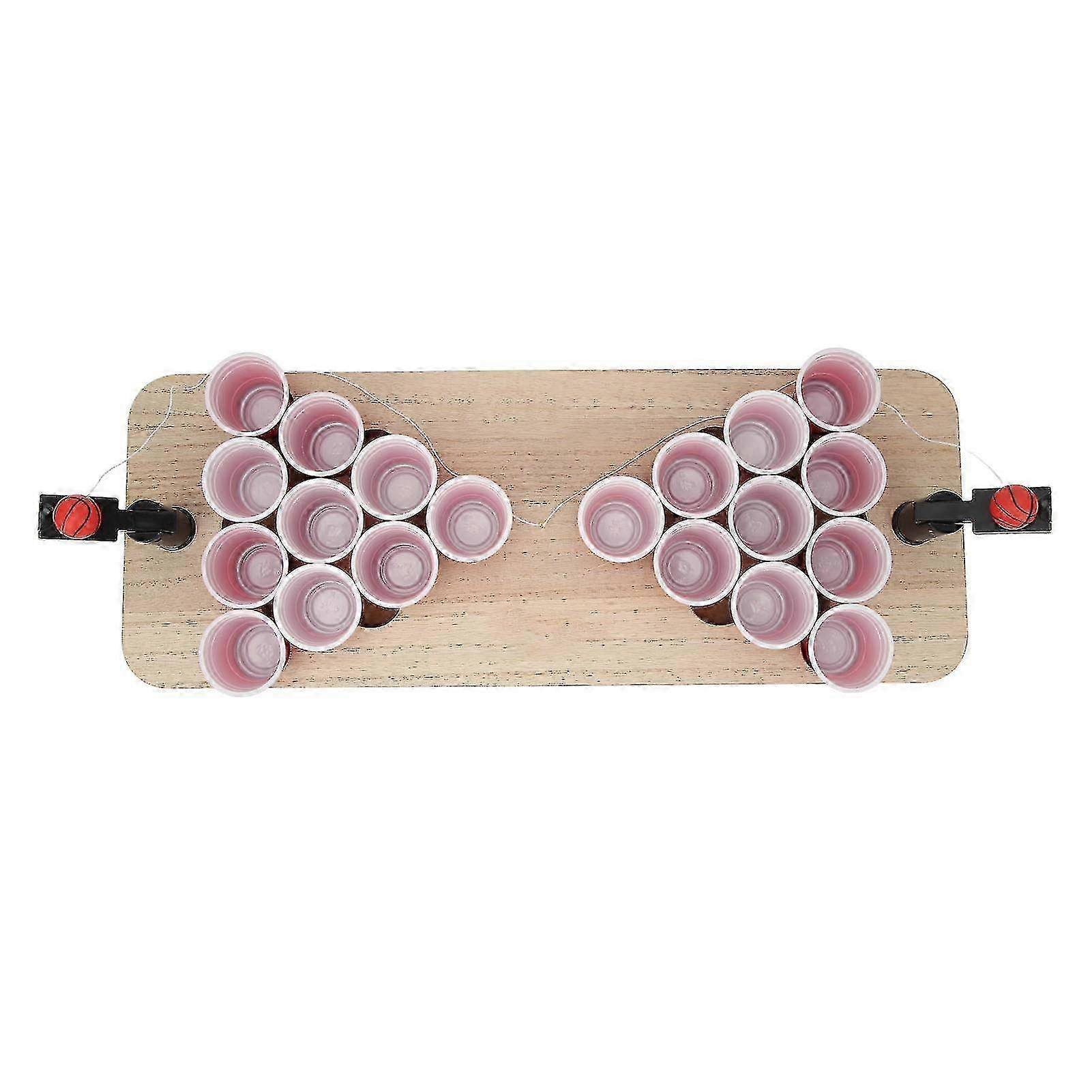 Beer Pong Drinking Game Tabletop Beer Pong Set with Wooden Board and 20PCS Cups for Adults Party