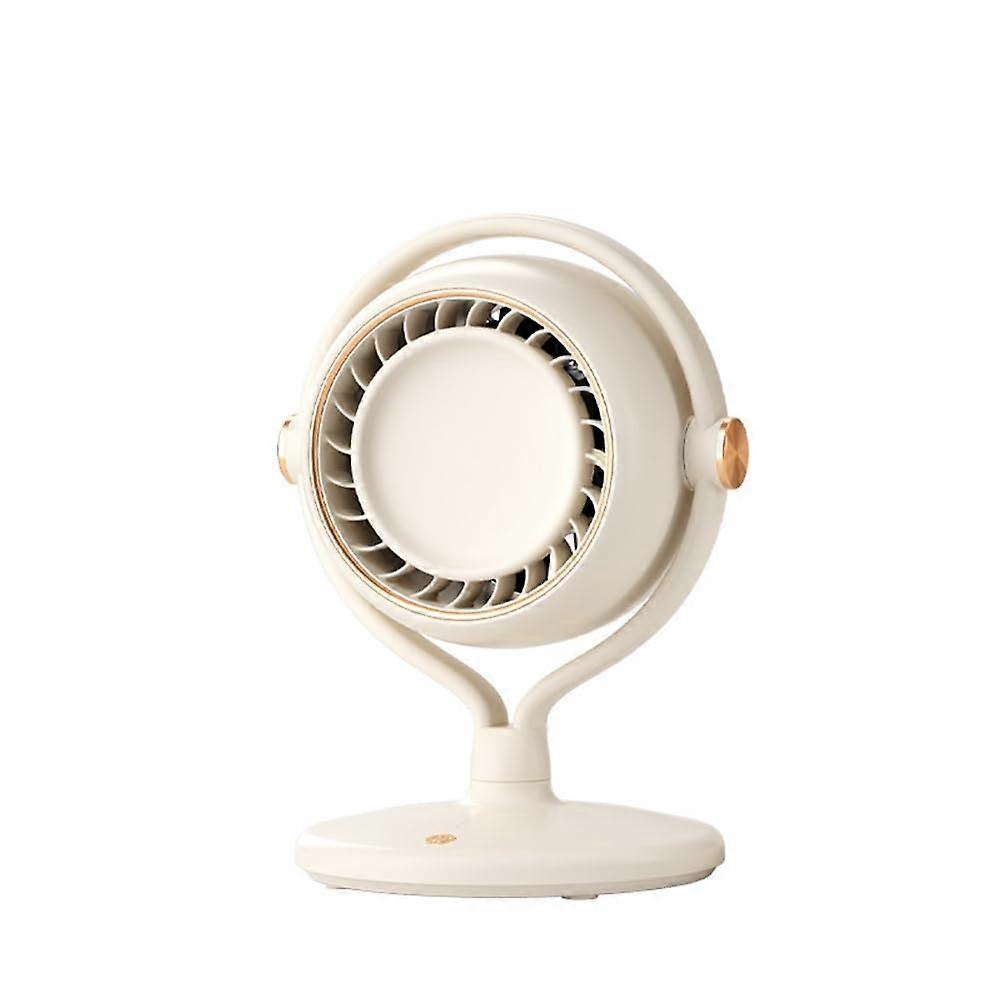 Desktop Fan MultiFunction 2400mAh Rechargeable Lithium Battery Efficiency Portable Desk Fan Beige