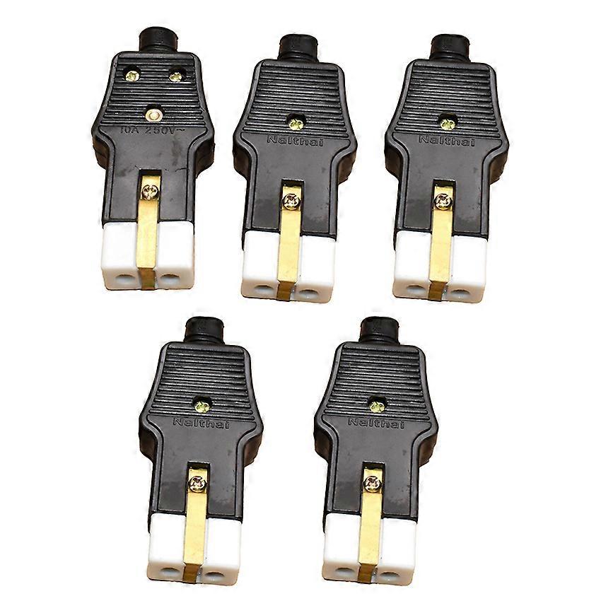 2-Pin Ceramic Plug Power Cord Plug for Rice Cooker/Electric Kettle 5 PCS