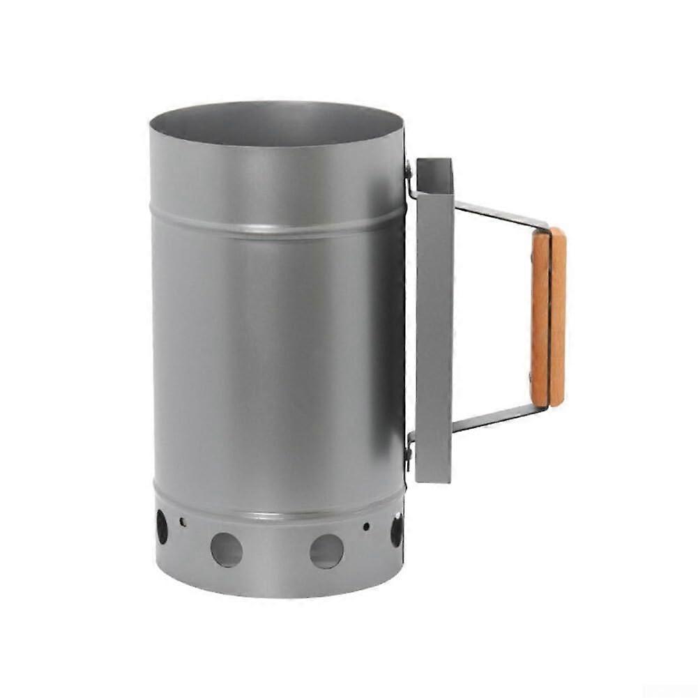 Portable Charcoal Bucket Ignition Tool With Cool Touch Handle Zinc Iron Alloy Heavy Duty Outdoor Barbecue Use Silver