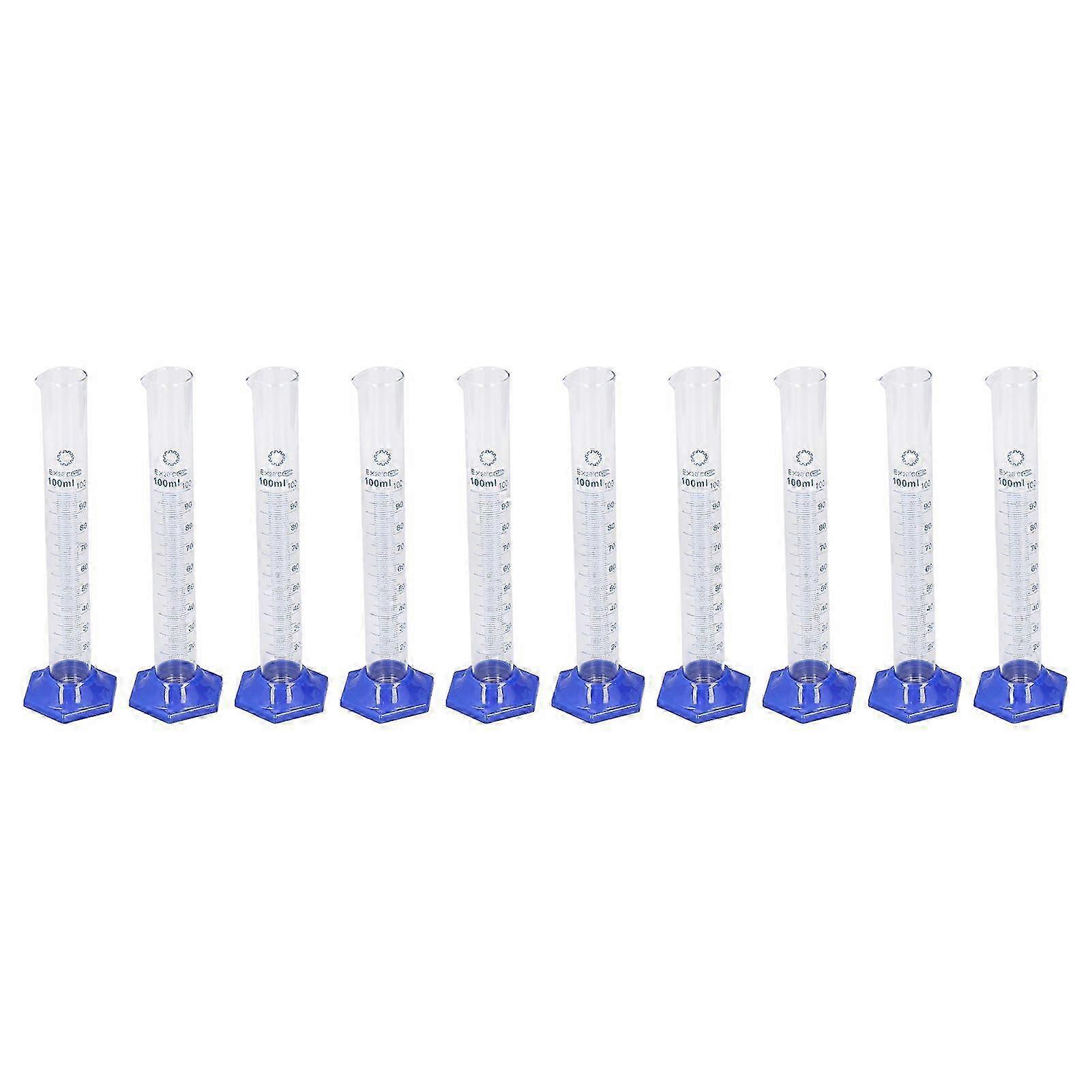 10Pcs Measuring Cylinder Glass 100ml Large Capacity Clear Scale Tool Set Kit for ExperimentHwy